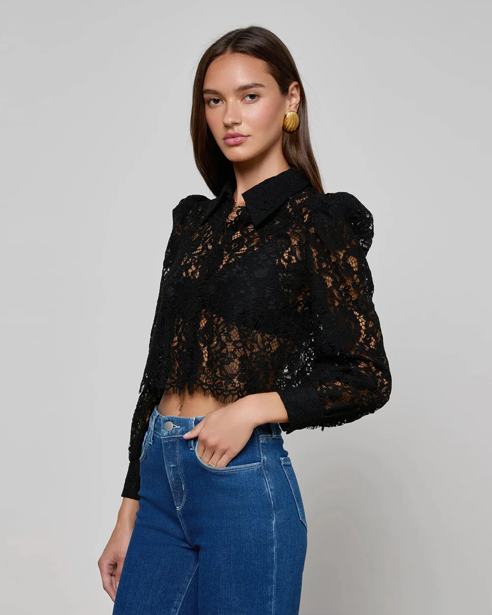 ANITA LACE BLOUSE / BLACK - Image 2