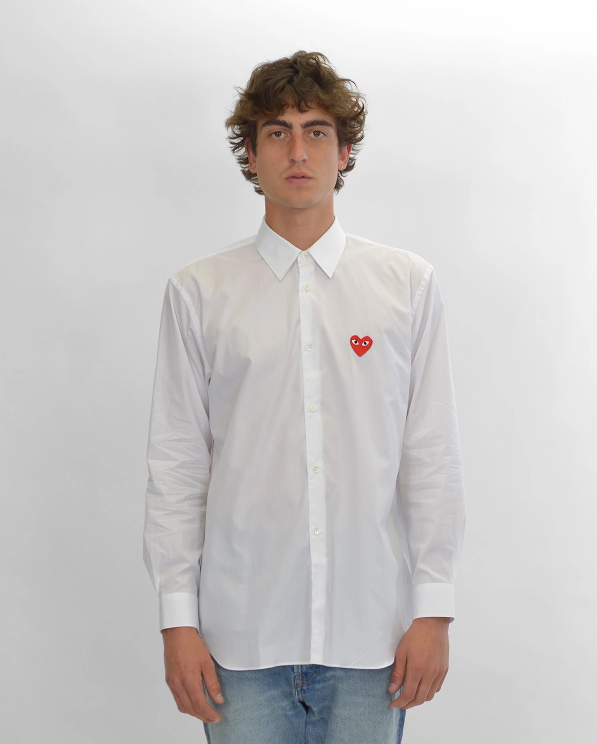 B002 UNISEX RED HEART SHIRT / WHITE - Image 3
