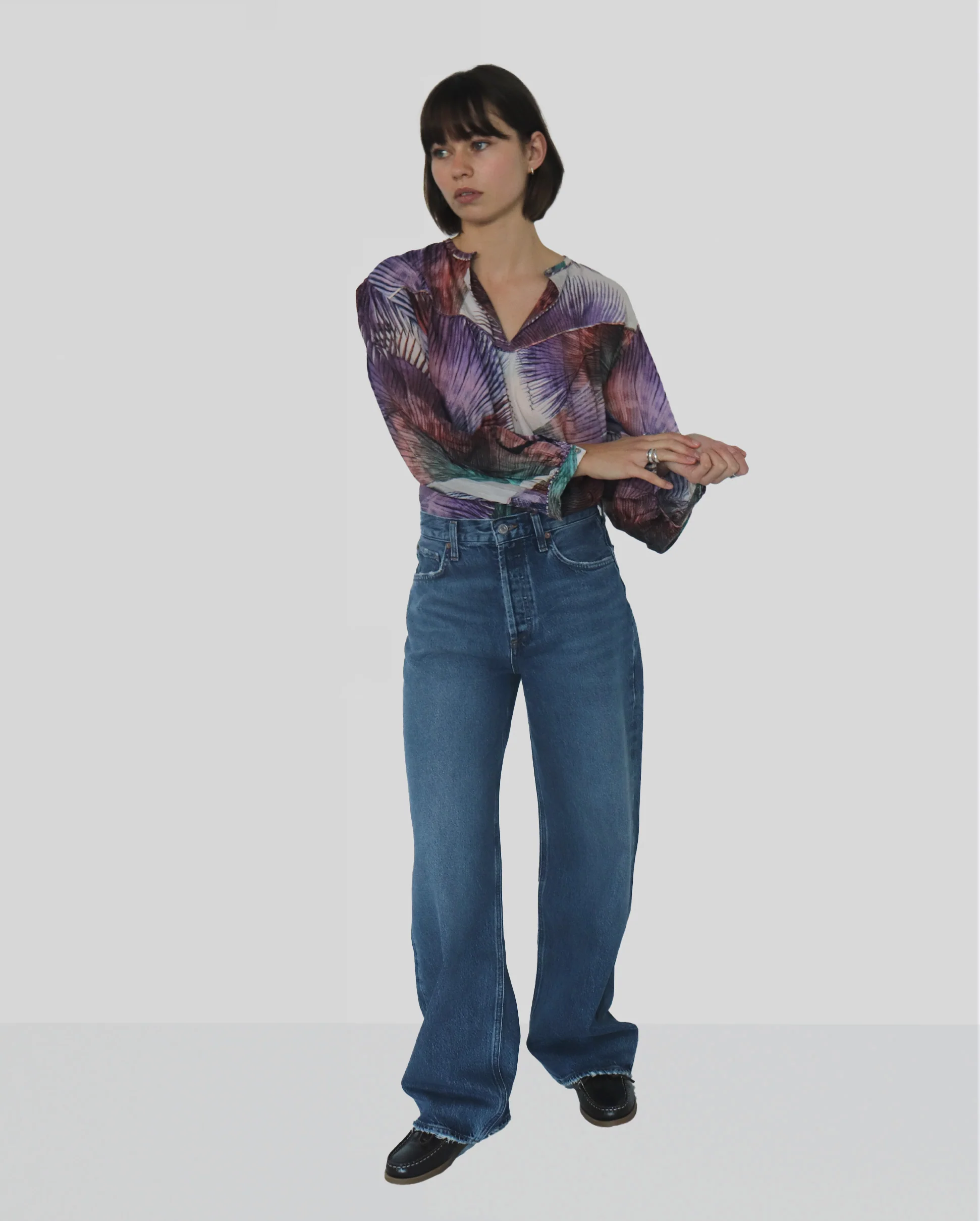 BAMBOO BLOUSE / PALM DYE LILAC - Image 3