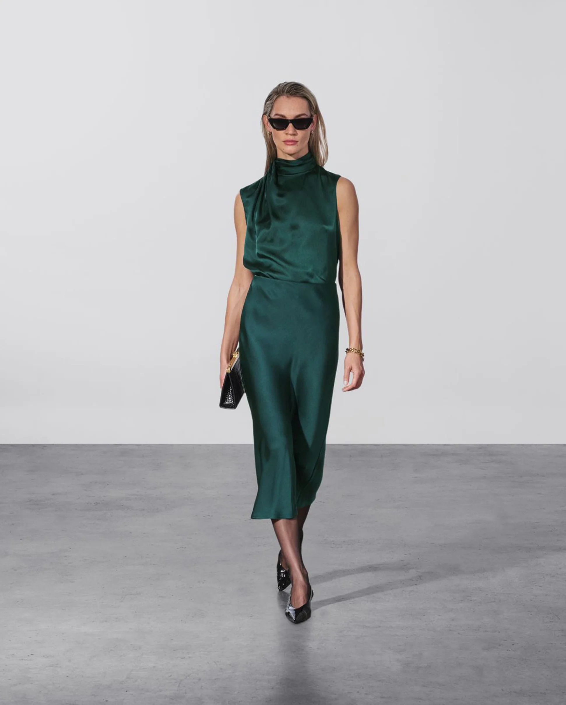 BAR SILK SKIRT / DARK TEAL - Image 2