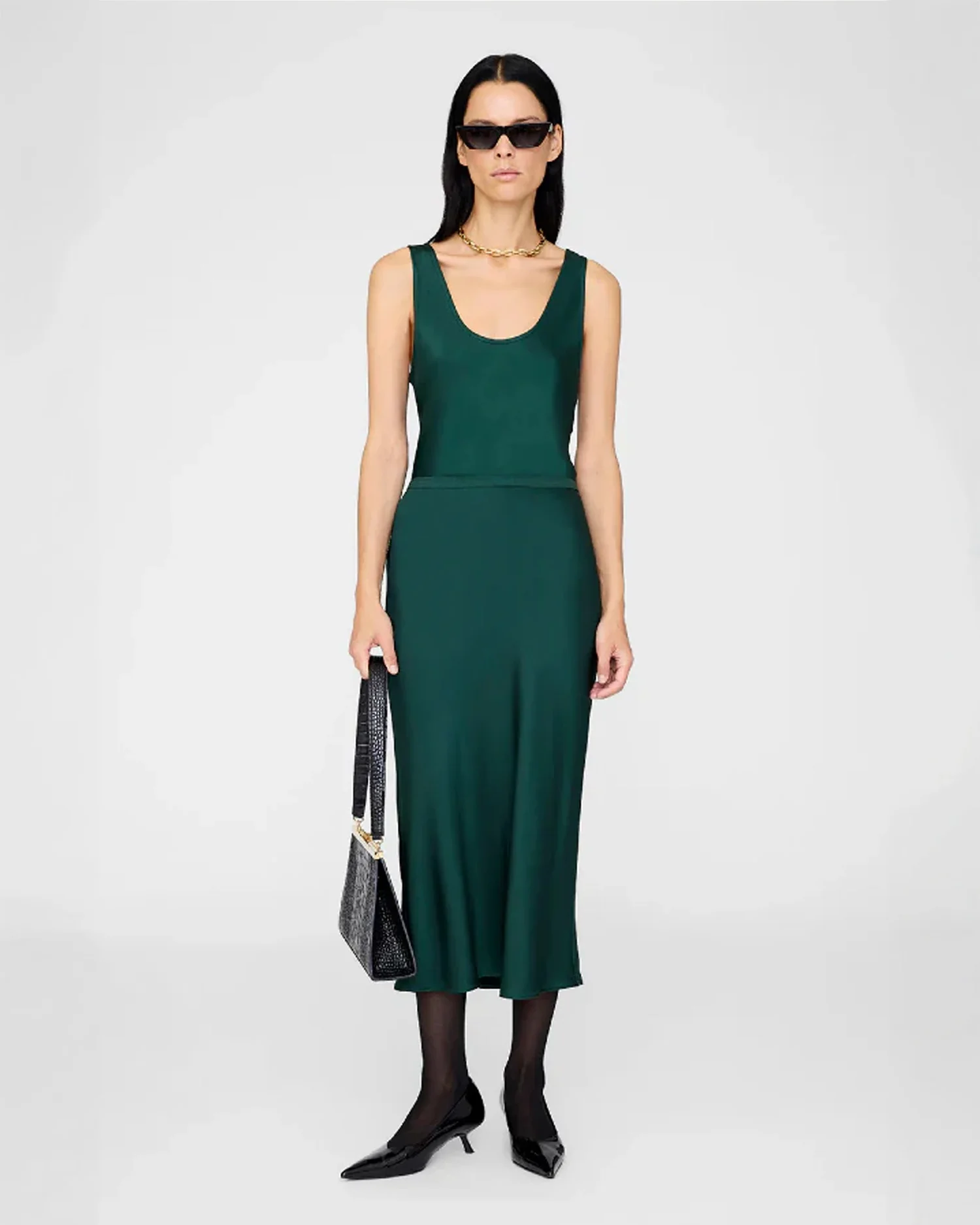 BAR SILK SKIRT / DARK TEAL - Image 3