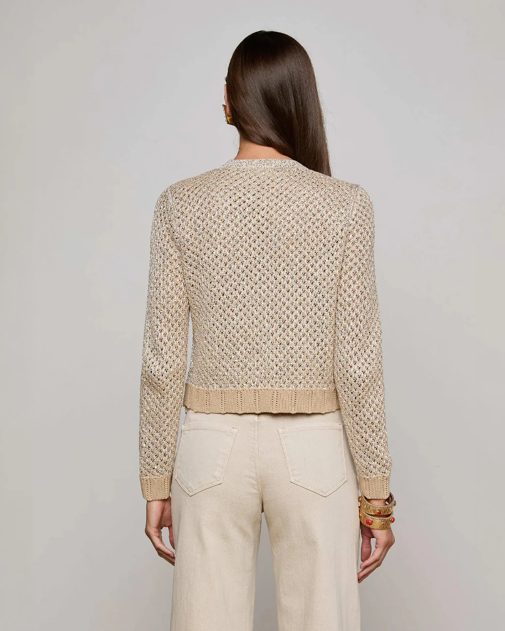 BLANCA SEQUIN CARDIGAN / NATURAL / GOLD - Image 4