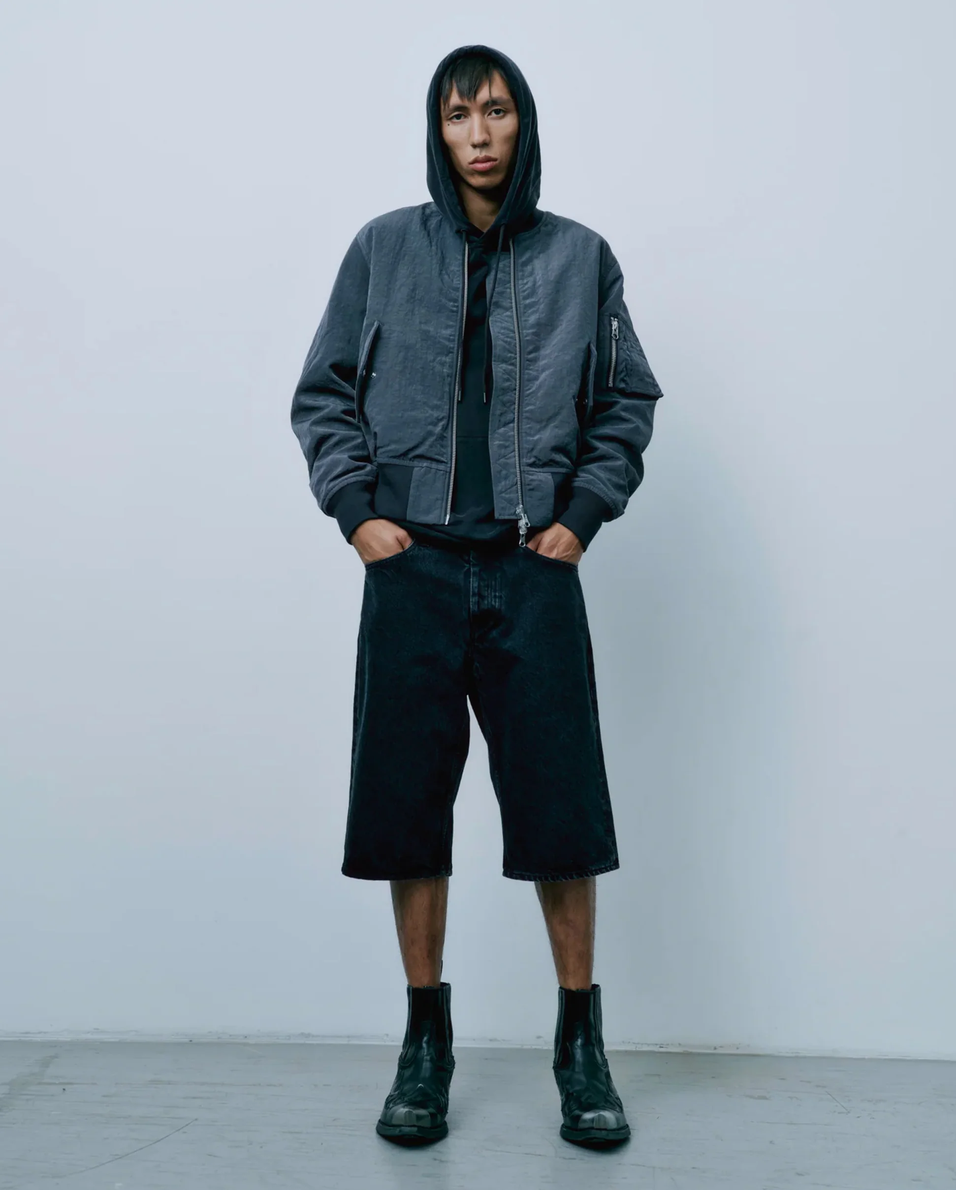 UNISEX BOMBER JACKET / BLUE GREY - Image 2