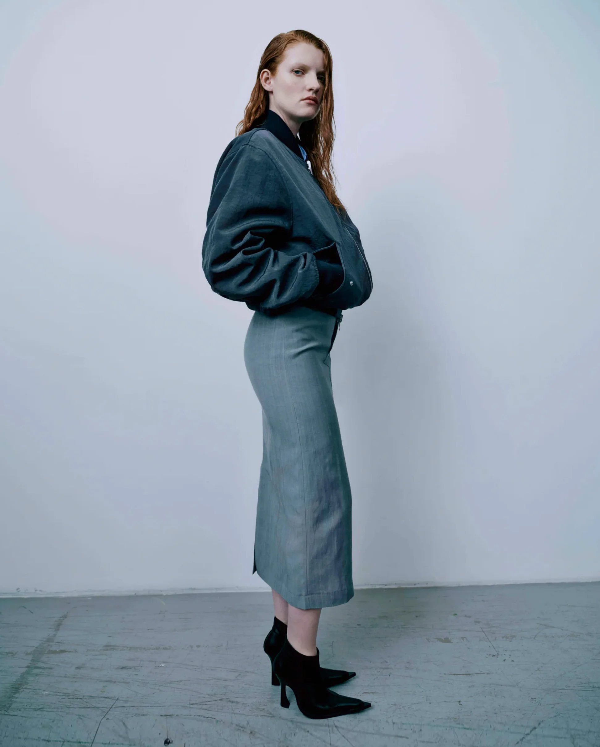 UNISEX BOMBER JACKET / BLUE GREY - Image 3