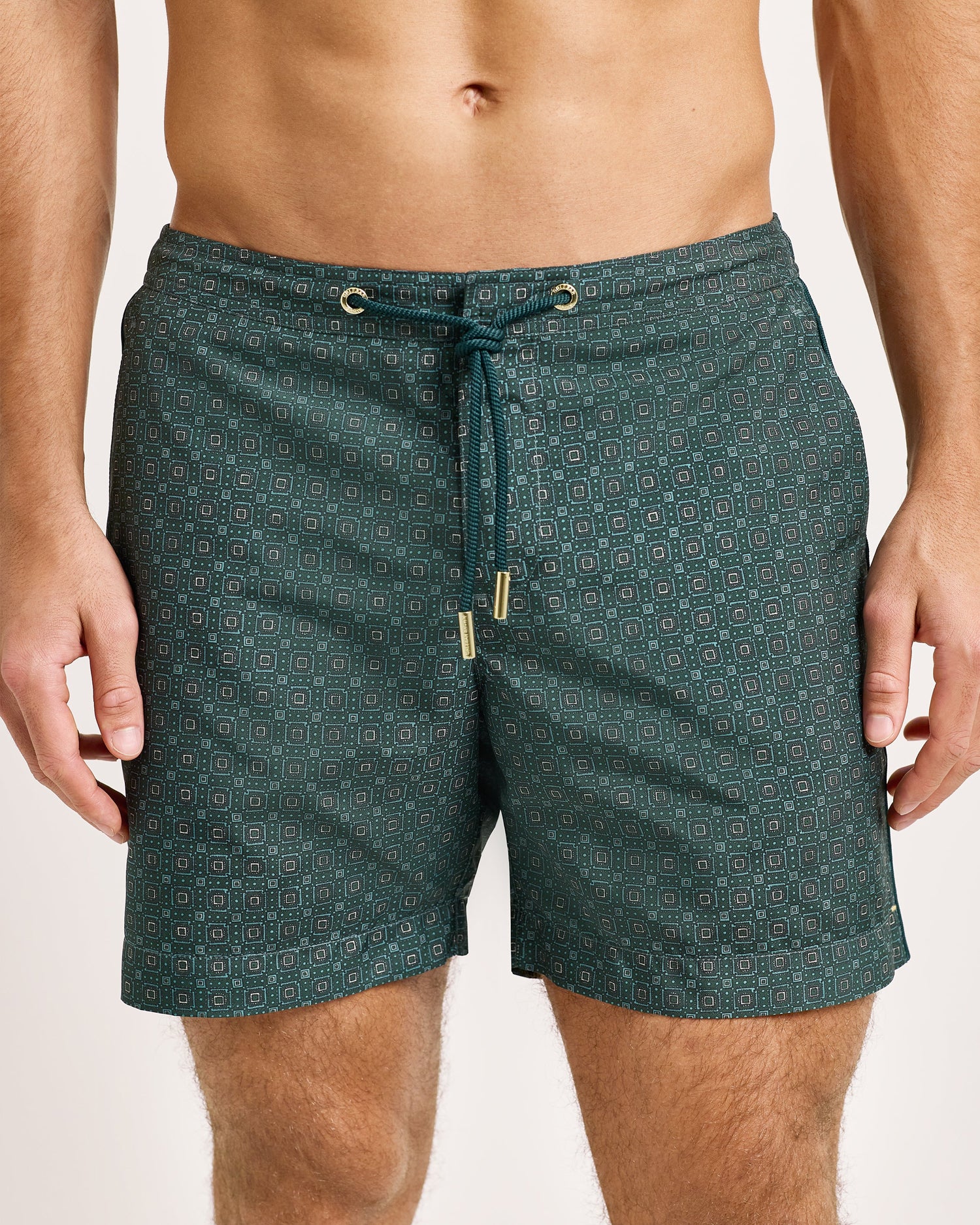 BULLDOG DRAWCORD MID-LENGTH SWIM SHORTS / TARRAGON GREEN - Image 3