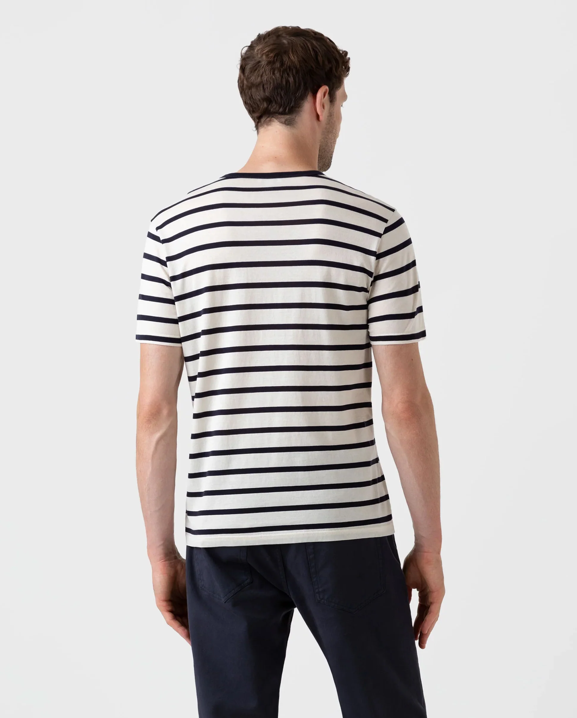 CLASSIC CREW NECK T-SHIRT / ECRU NAVY BRETON STRIPE - Image 3