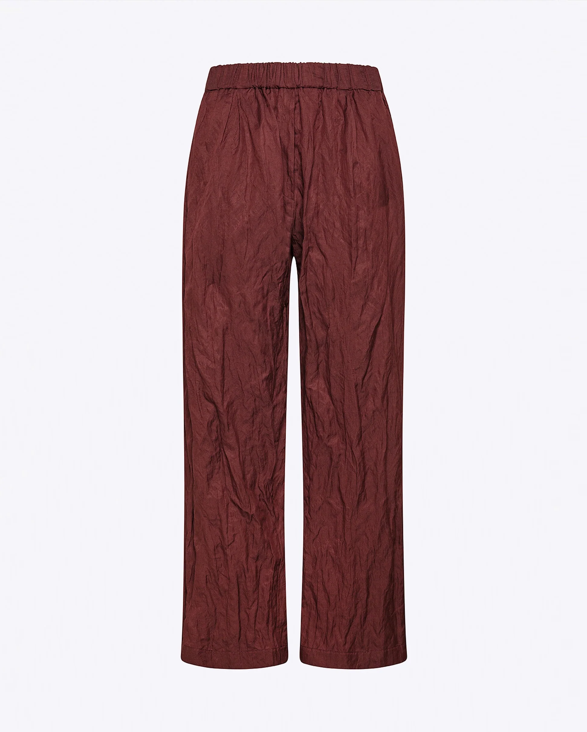 CONTEMPORARY CRINKLED COTTON ELASTICATED PANTS / CACAO - Image 6