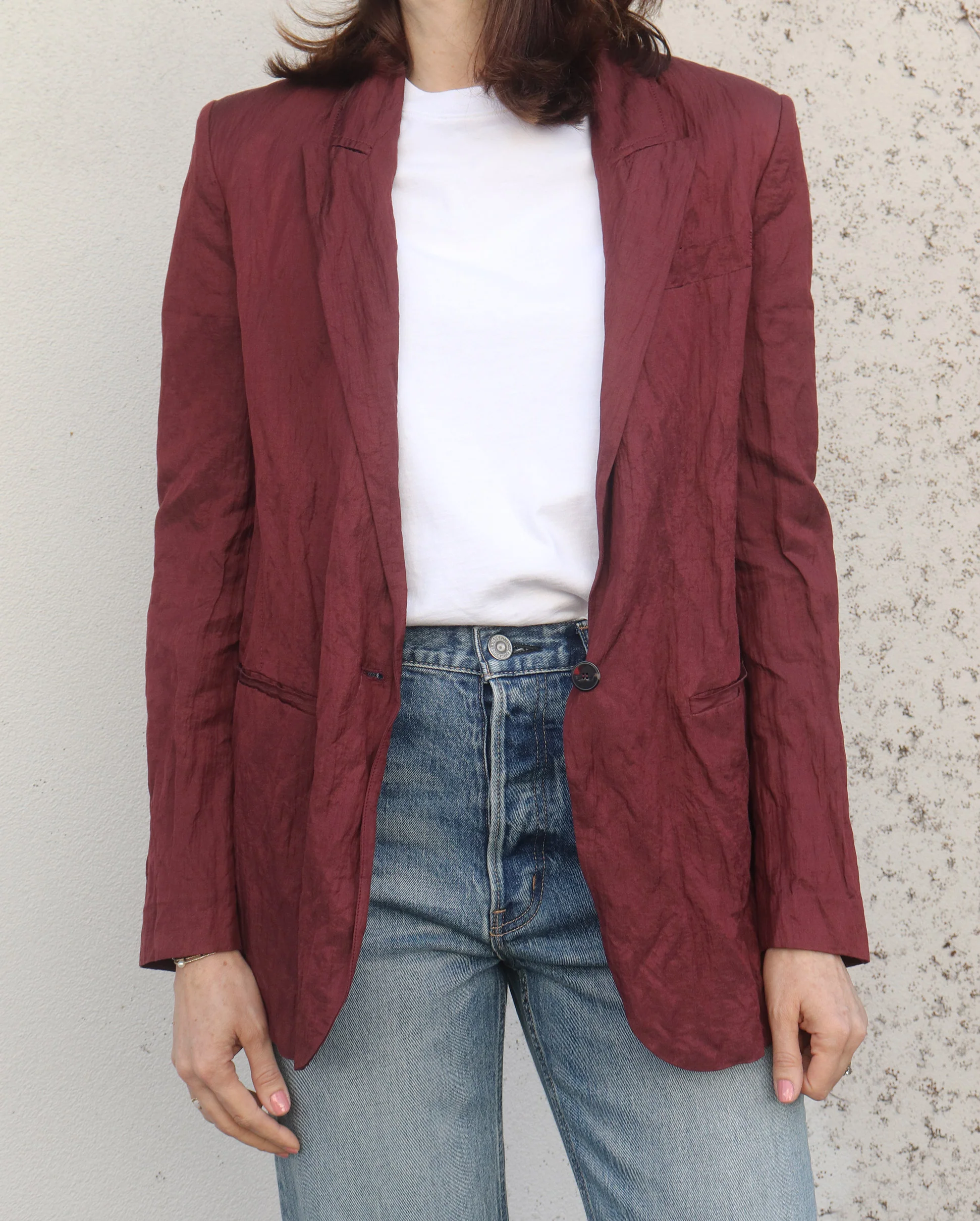 CONTEMPORARY CRINKLED COTTON JACKET / CACAO - Image 3
