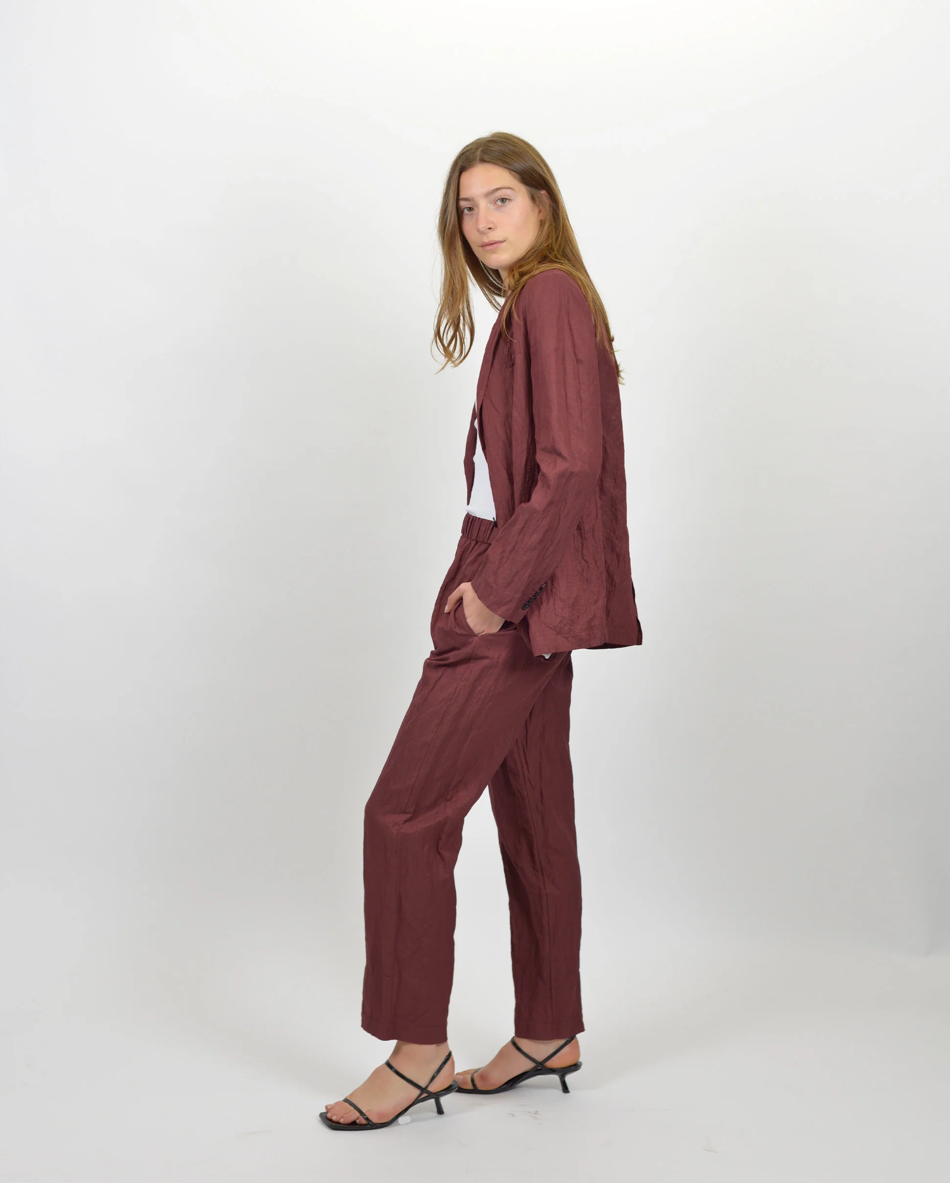 CONTEMPORARY CRINKLED COTTON JACKET / CACAO - Image 7