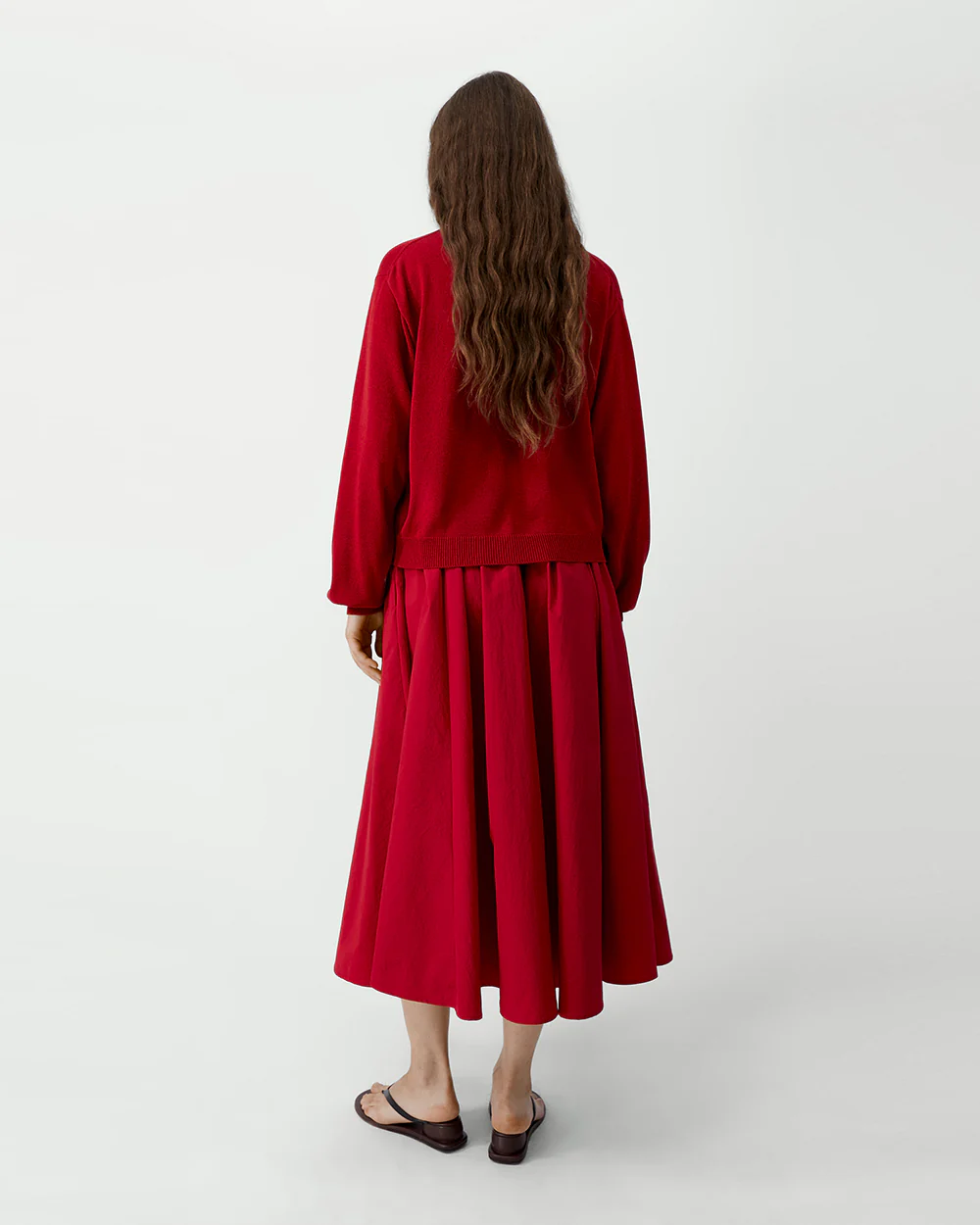 COTTON & SILK CARDIGAN / RED - Image 3
