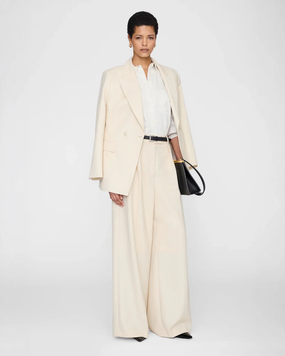 ESSIE CROPPED SHIRT / CREAM PINSTRIPE - Image 3
