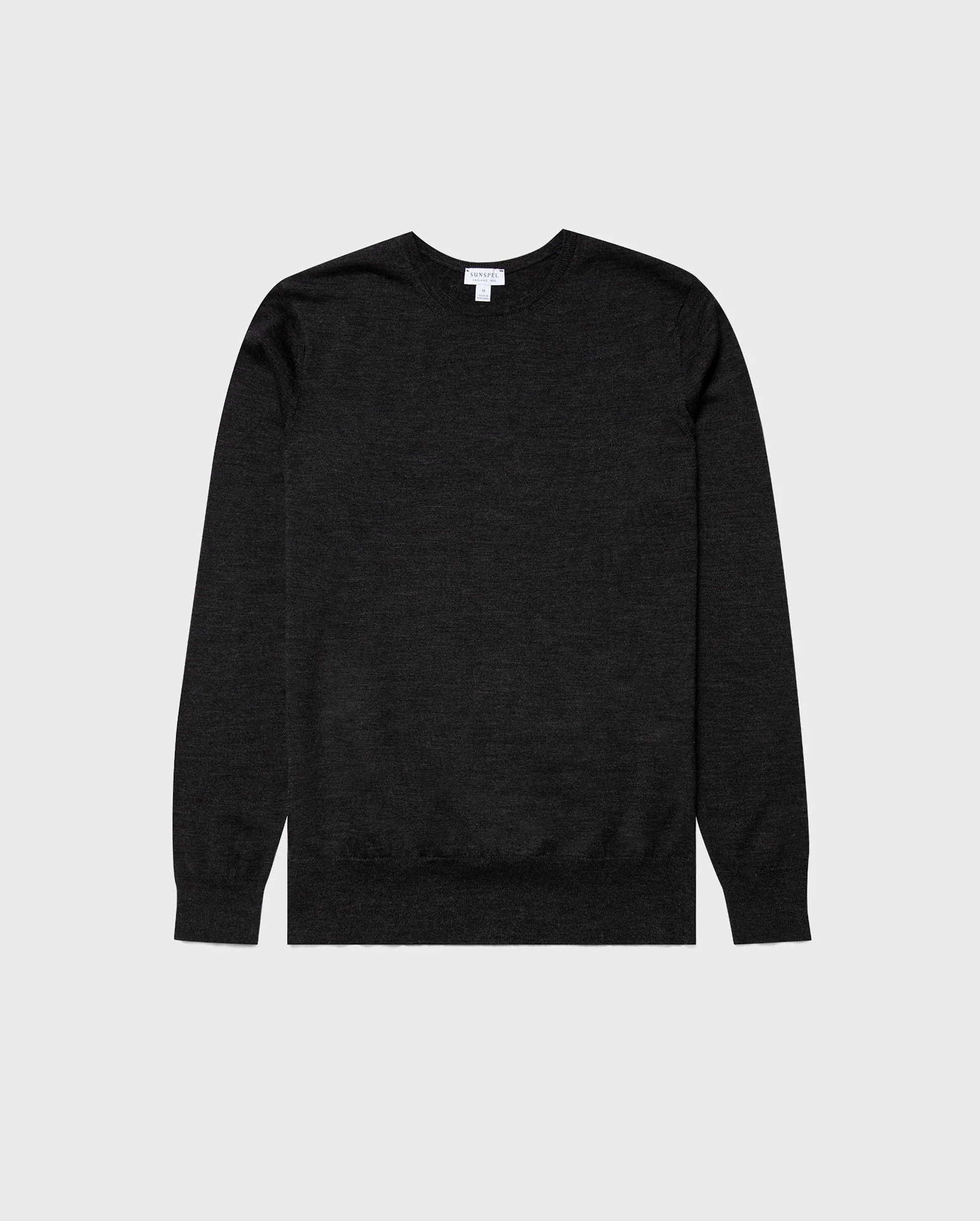 EXTRA FINE MERINO CREW NECK / CHARCOAL MELANGE - Image 5