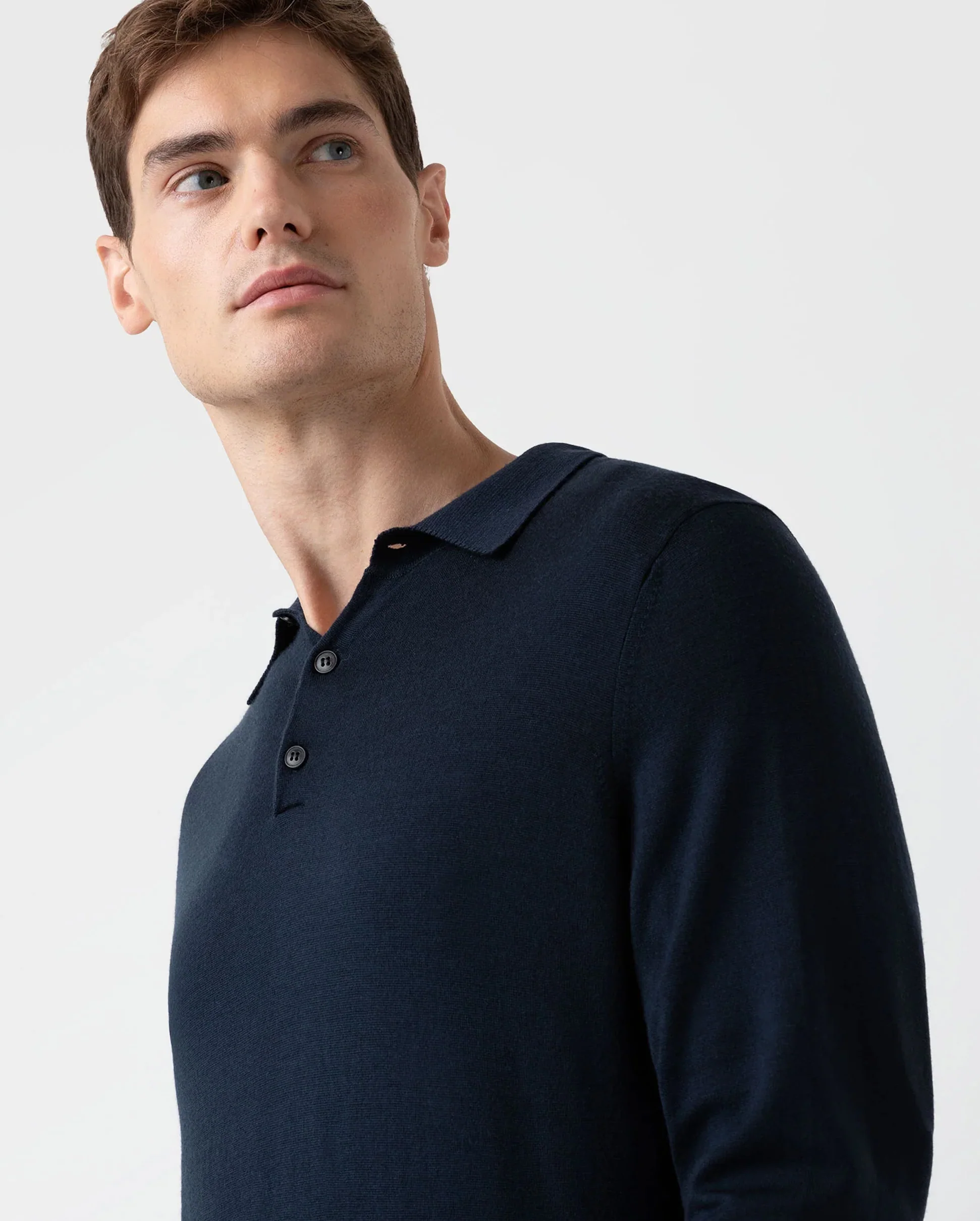 EXTRA FINE MERINO POLO SHIRT / LIGHT NAVY - Image 4