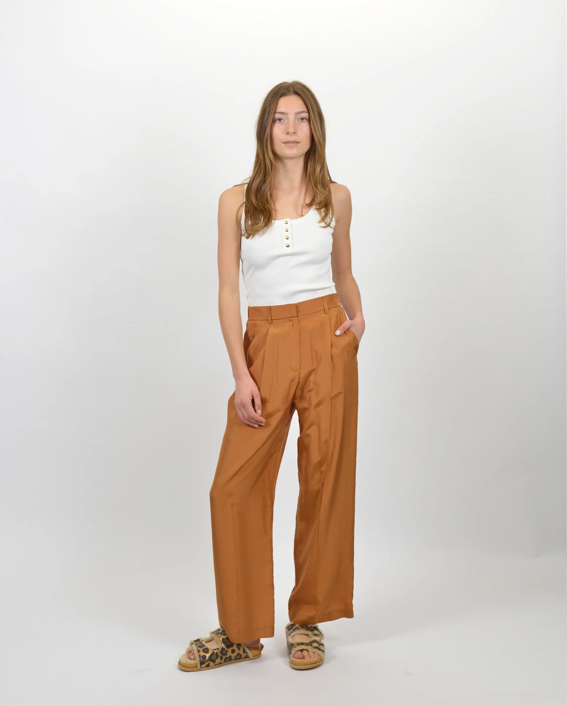 HABOTAI HIGH RISE TROUSERS / BRONZE - Image 2