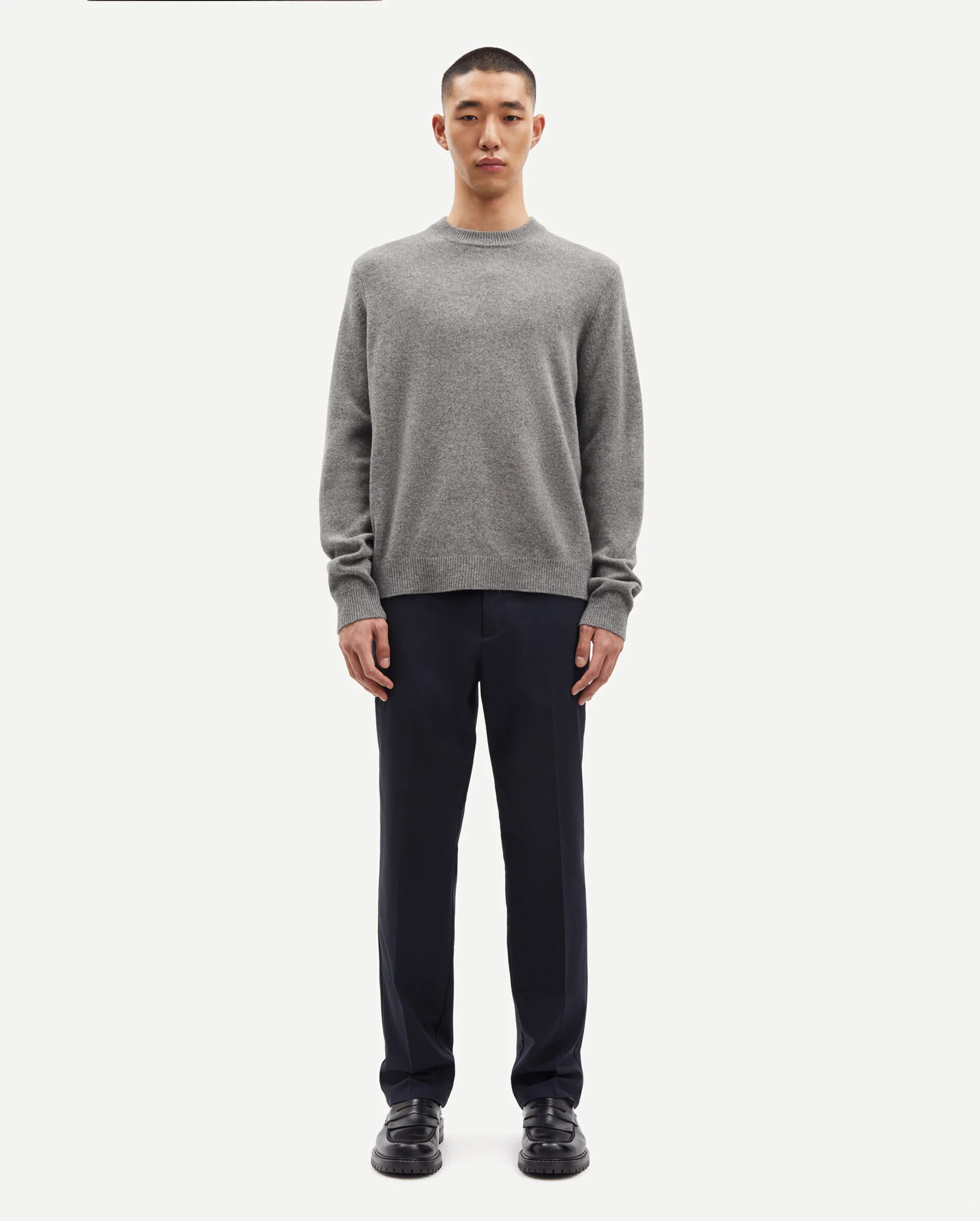 ISAK KNIT SWEATER 15010 / DARK GREY MELANGE - Image 2
