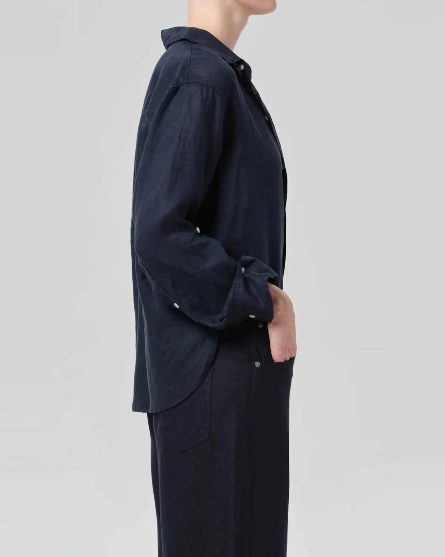 KAYLA SHRUNKEN SHIRT/ NAVY - Image 3