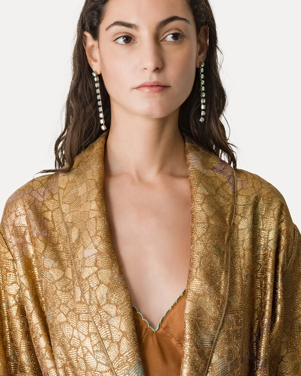 LES FOLIES CHINE' LUREX JACQUARD COAT / GOLD - Image 3