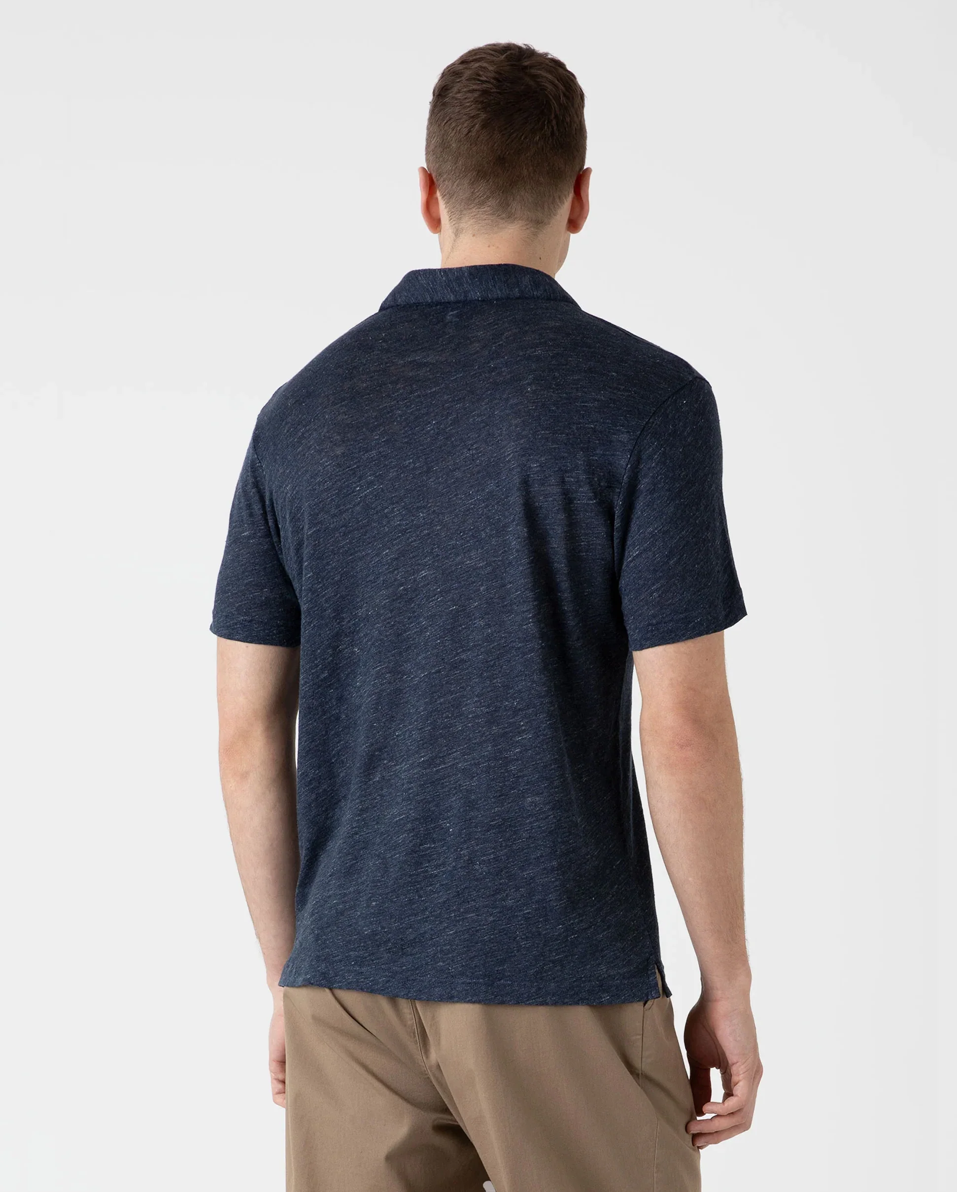 LINEN POLO SHIRT / NAVY MELANGE - Image 3