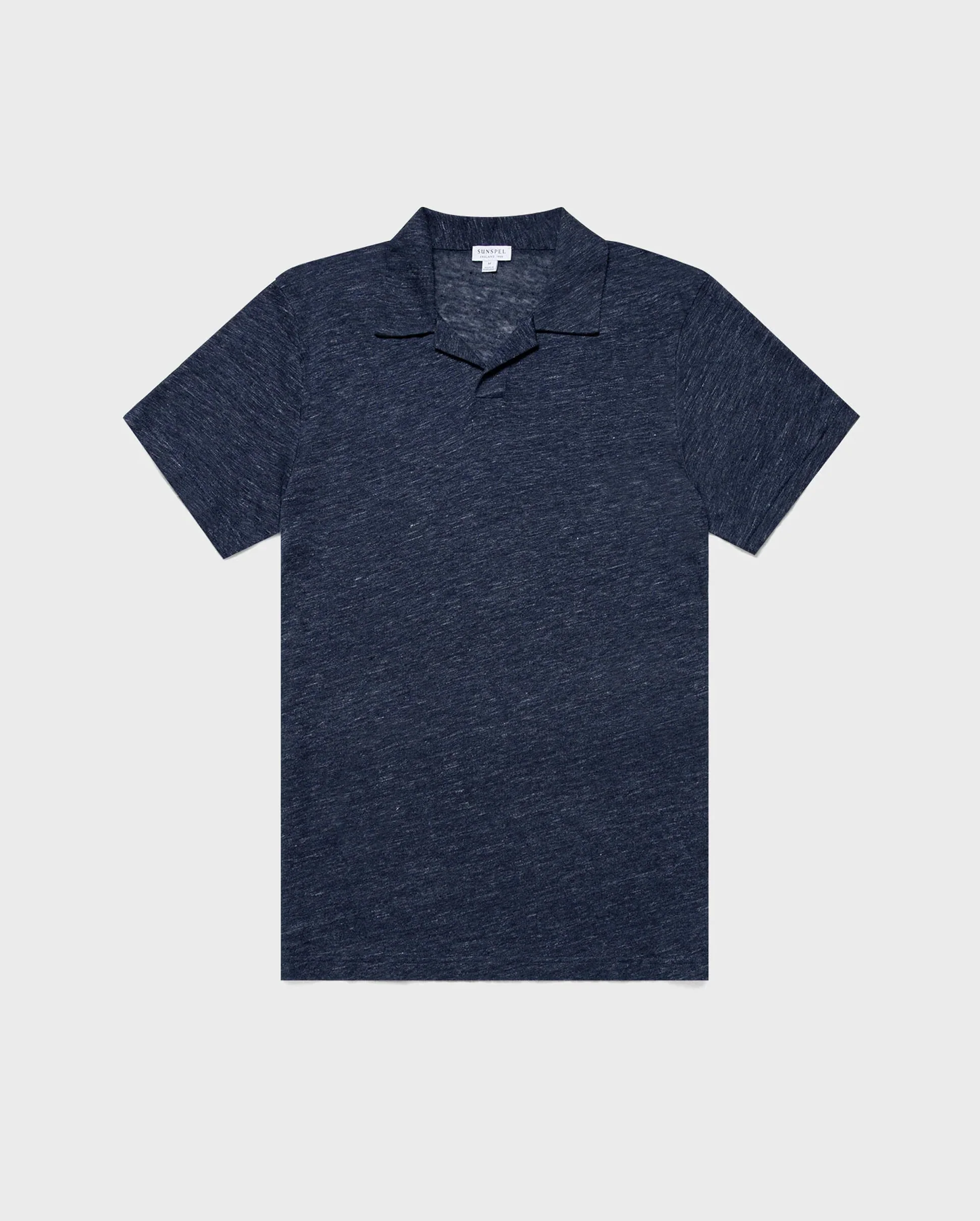 LINEN POLO SHIRT / NAVY MELANGE - Image 6