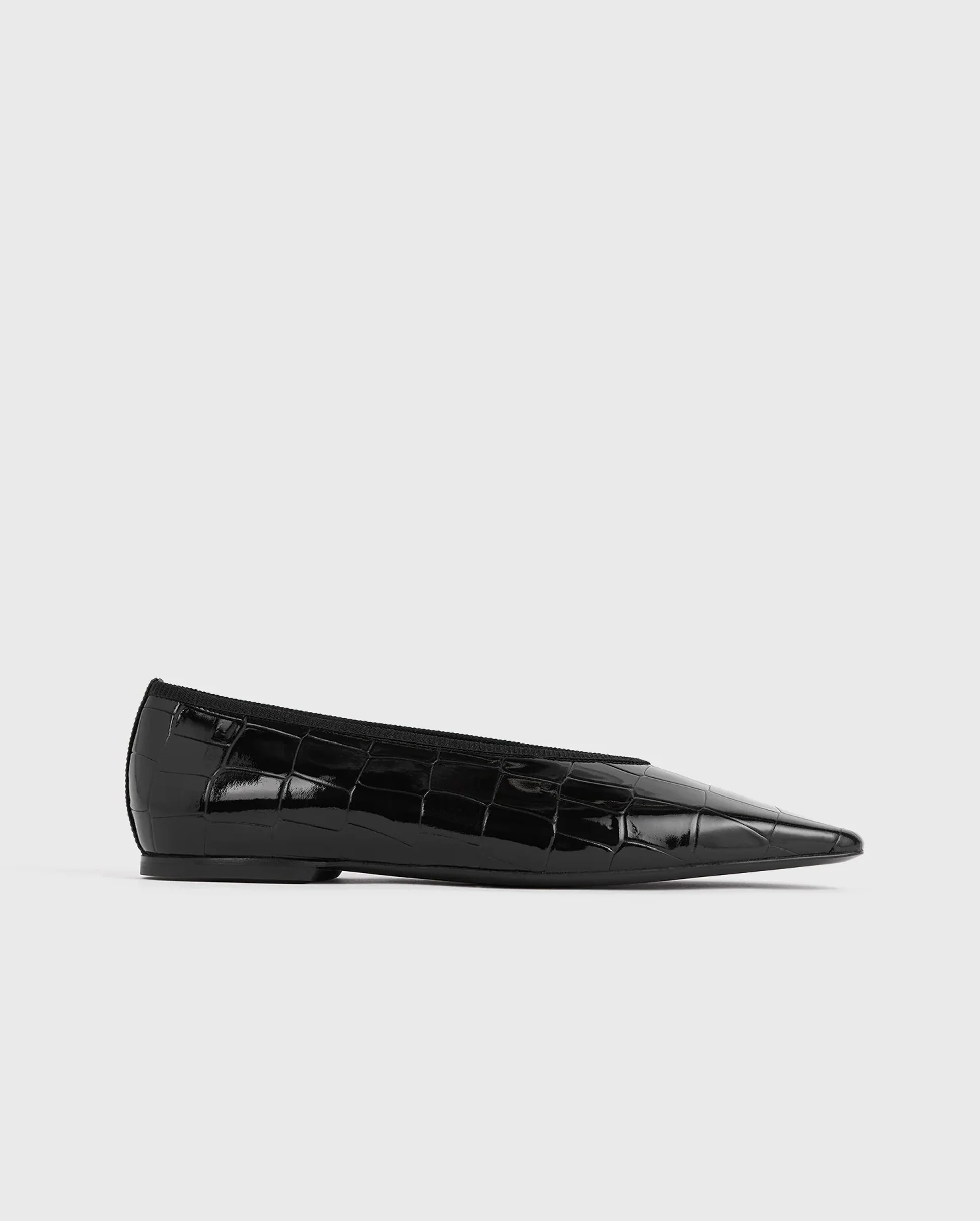 MINIMALIST CROCO EMBOSSED BALLERINA / BLACK - Image 3