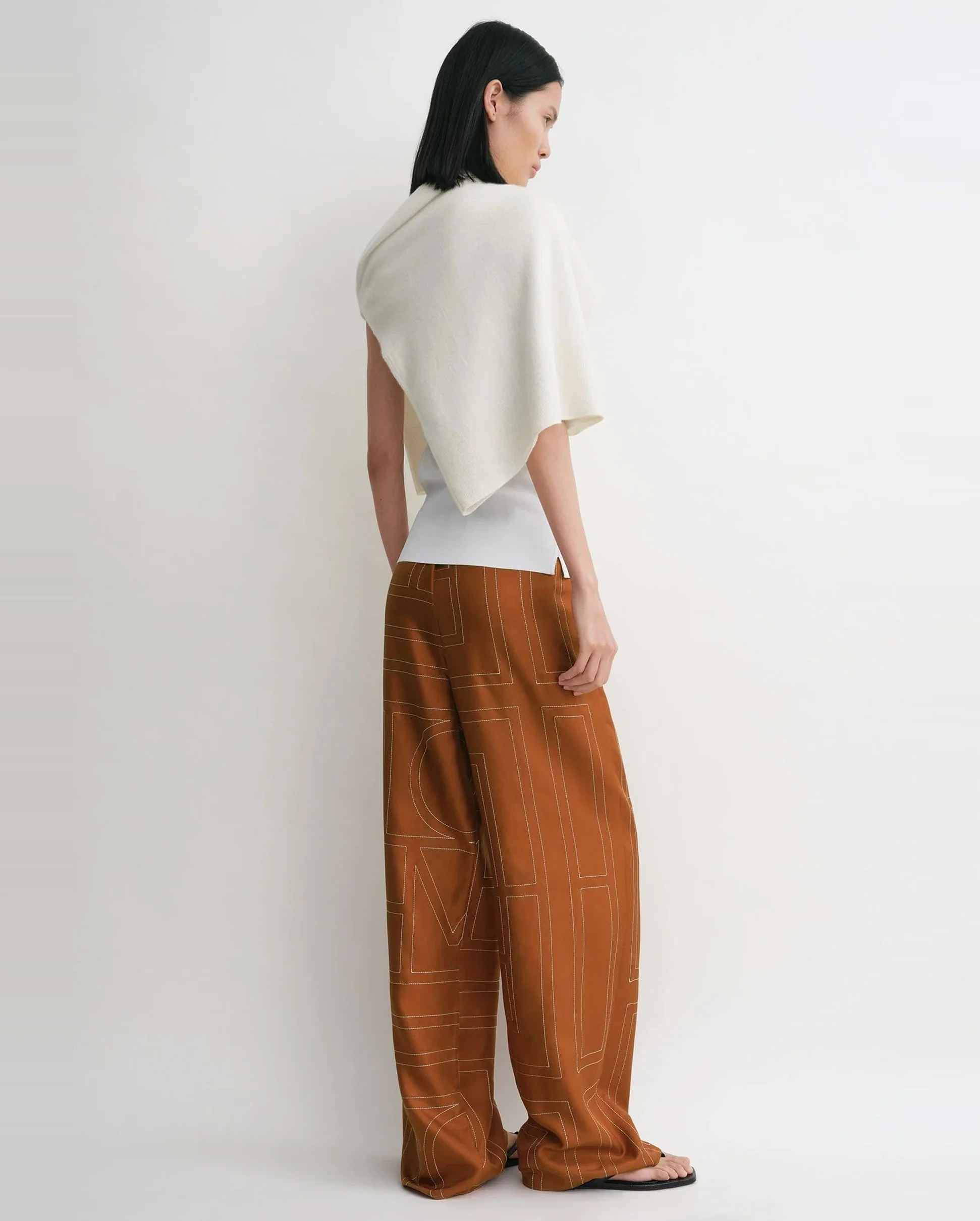 MONOGRAM SILK PJ PANT / TERRACOTTA - Image 3