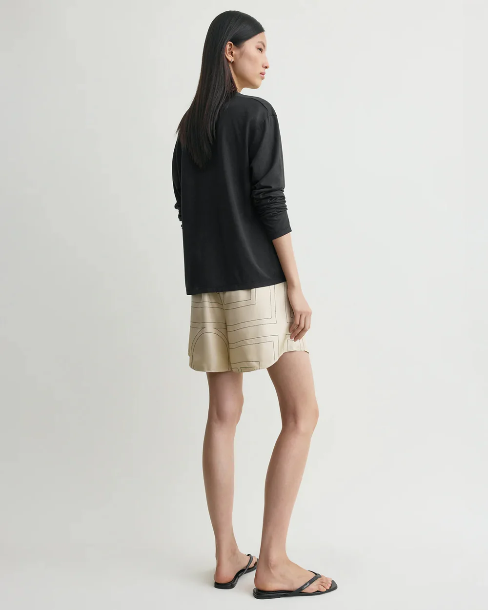 MONOGRAM SILK PJ SHORTS / IVORY - Image 3