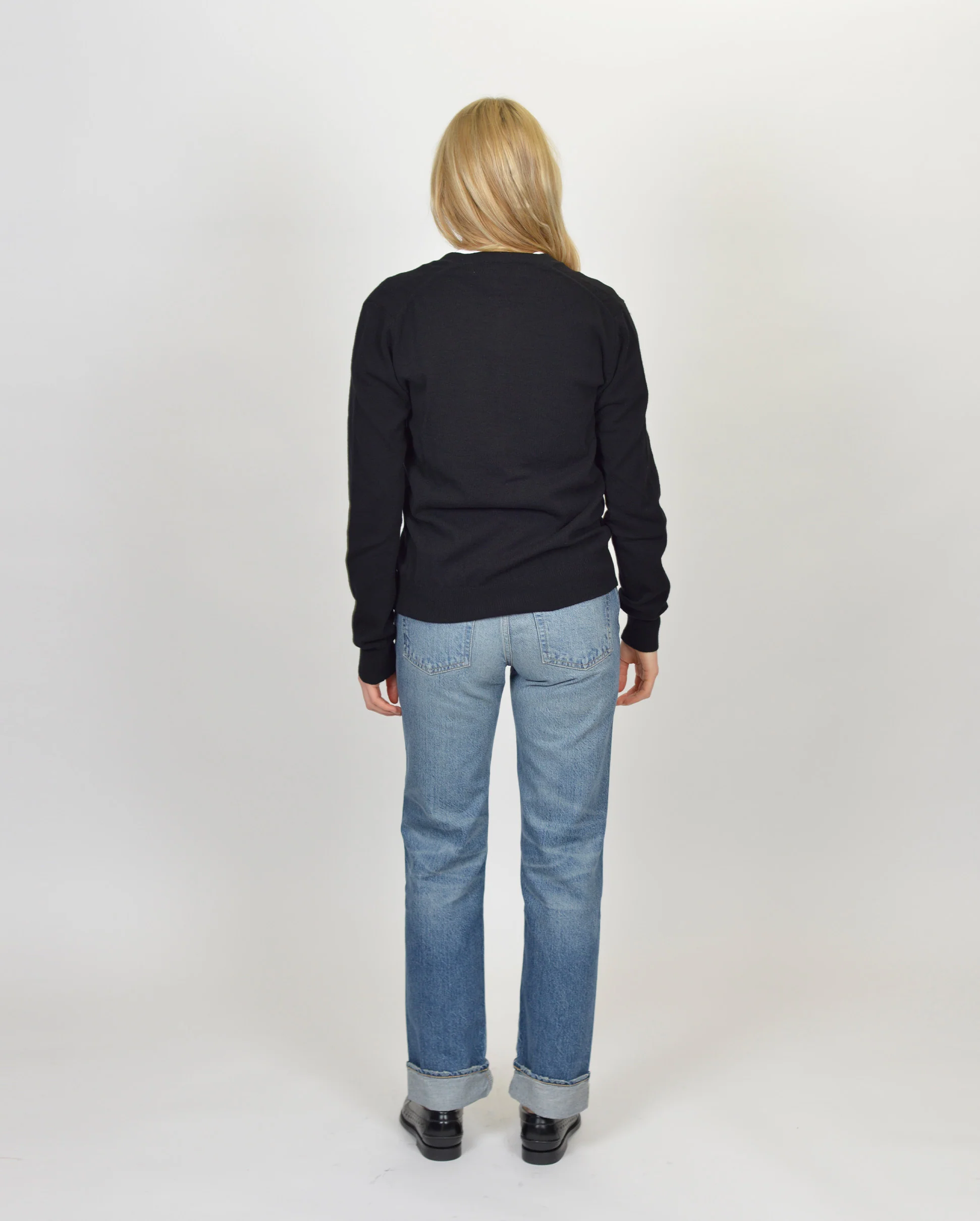 N007 WOMENS RED HEART CARDIGAN / BLACK - Image 5