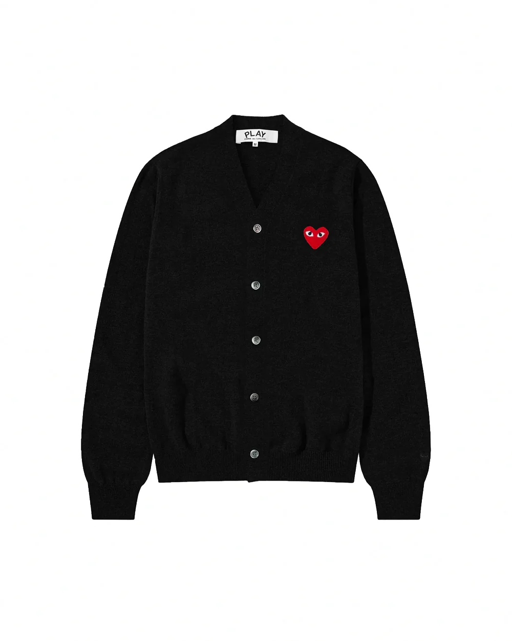 N008 UNISEX RED HEART CARDIGAN / BLACK