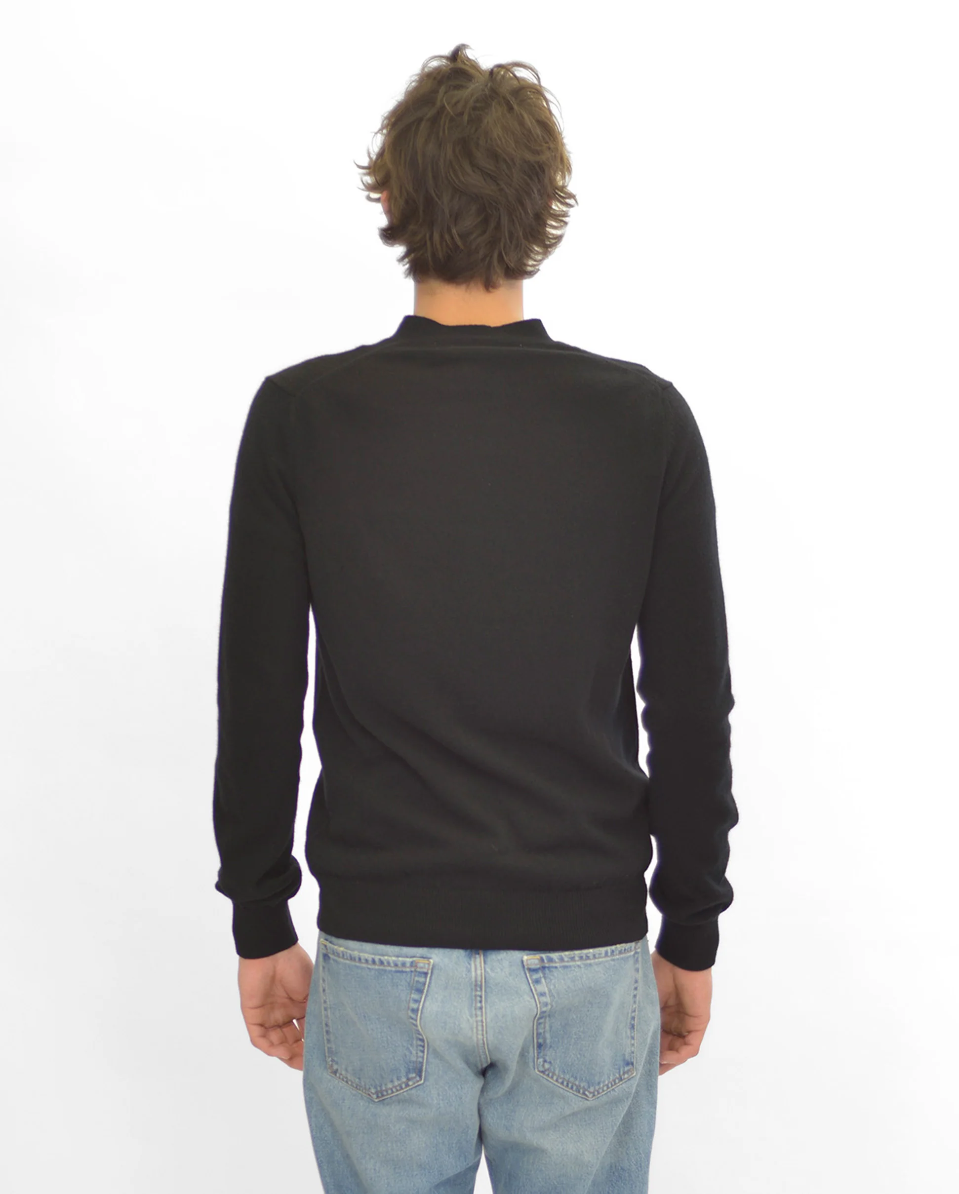 N008 UNISEX RED HEART CARDIGAN / BLACK - Image 4