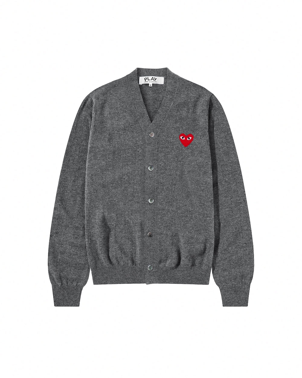 N008 UNISEX RED HEART CARDIGAN / GREY