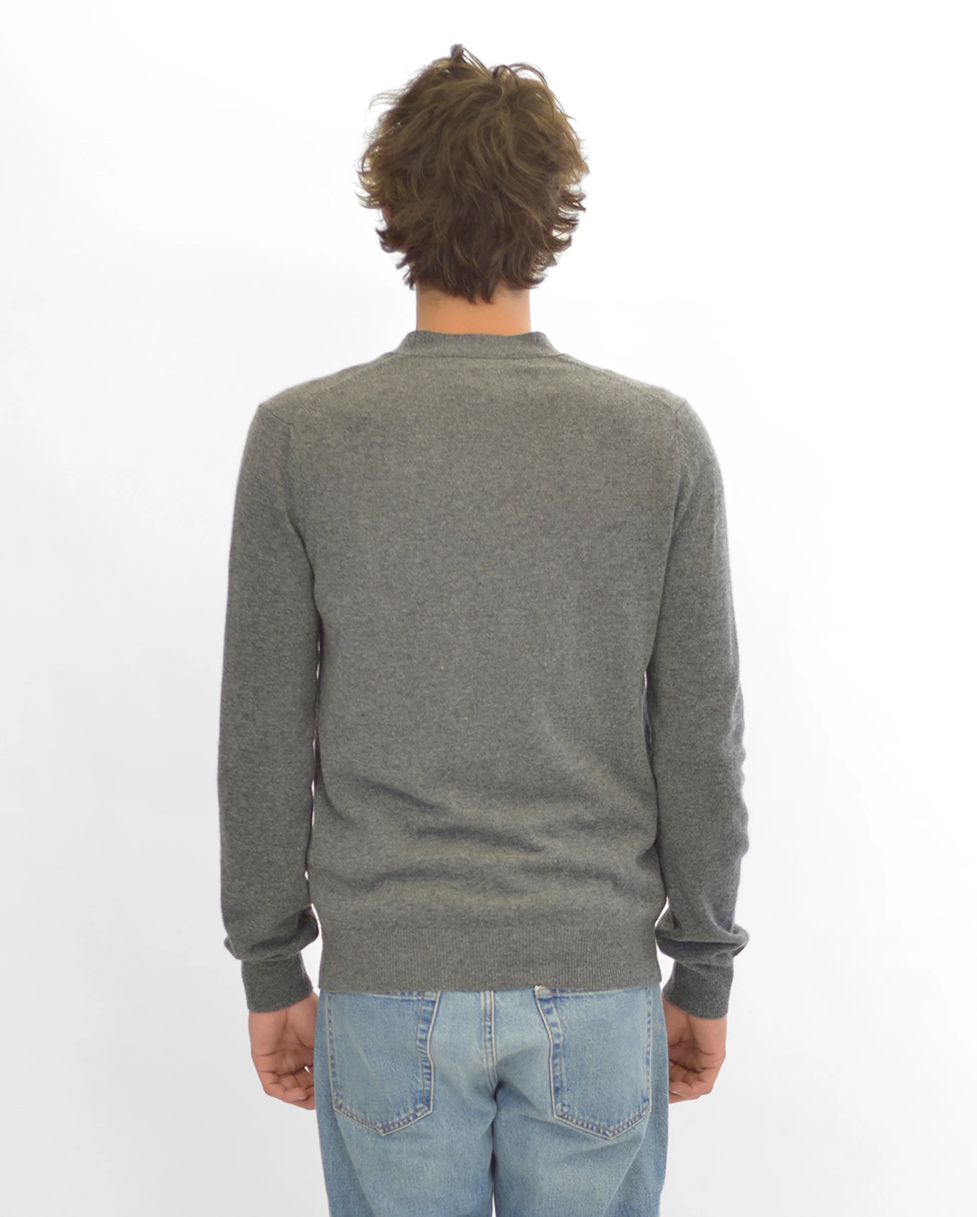 N008 UNISEX RED HEART CARDIGAN / GREY - Image 5