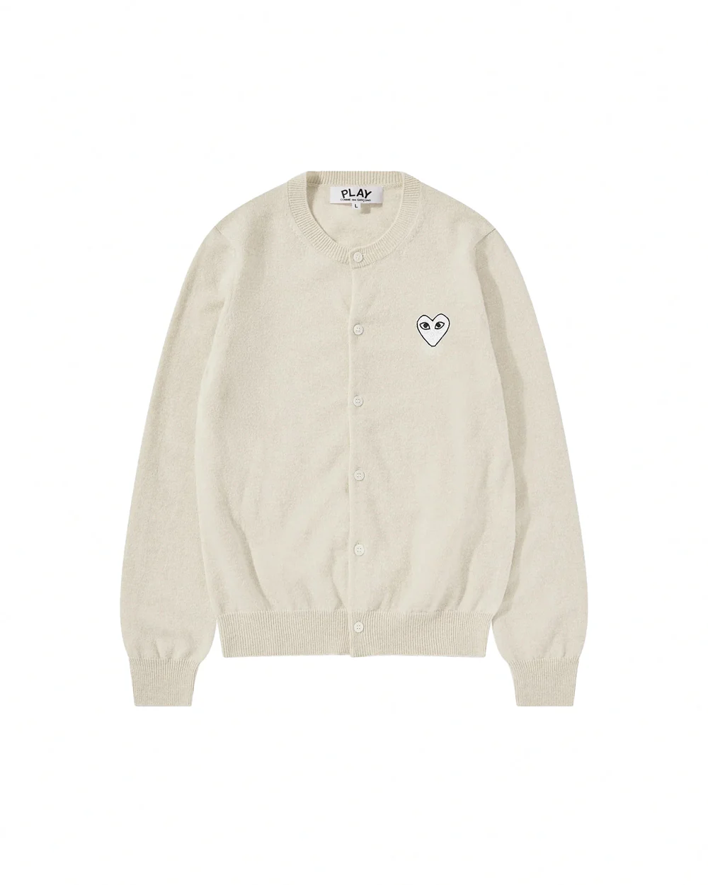 N065 WOMENS WHITE HEART CARDIGAN / NATURAL