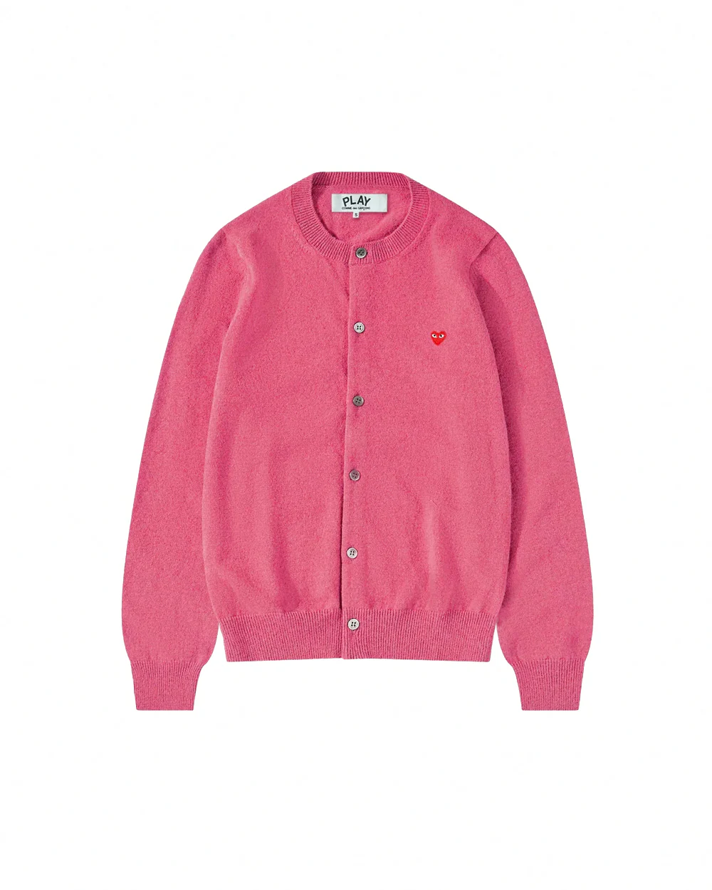 N079 WOMENS SMALL RED HEART CARDIGAN / PINK