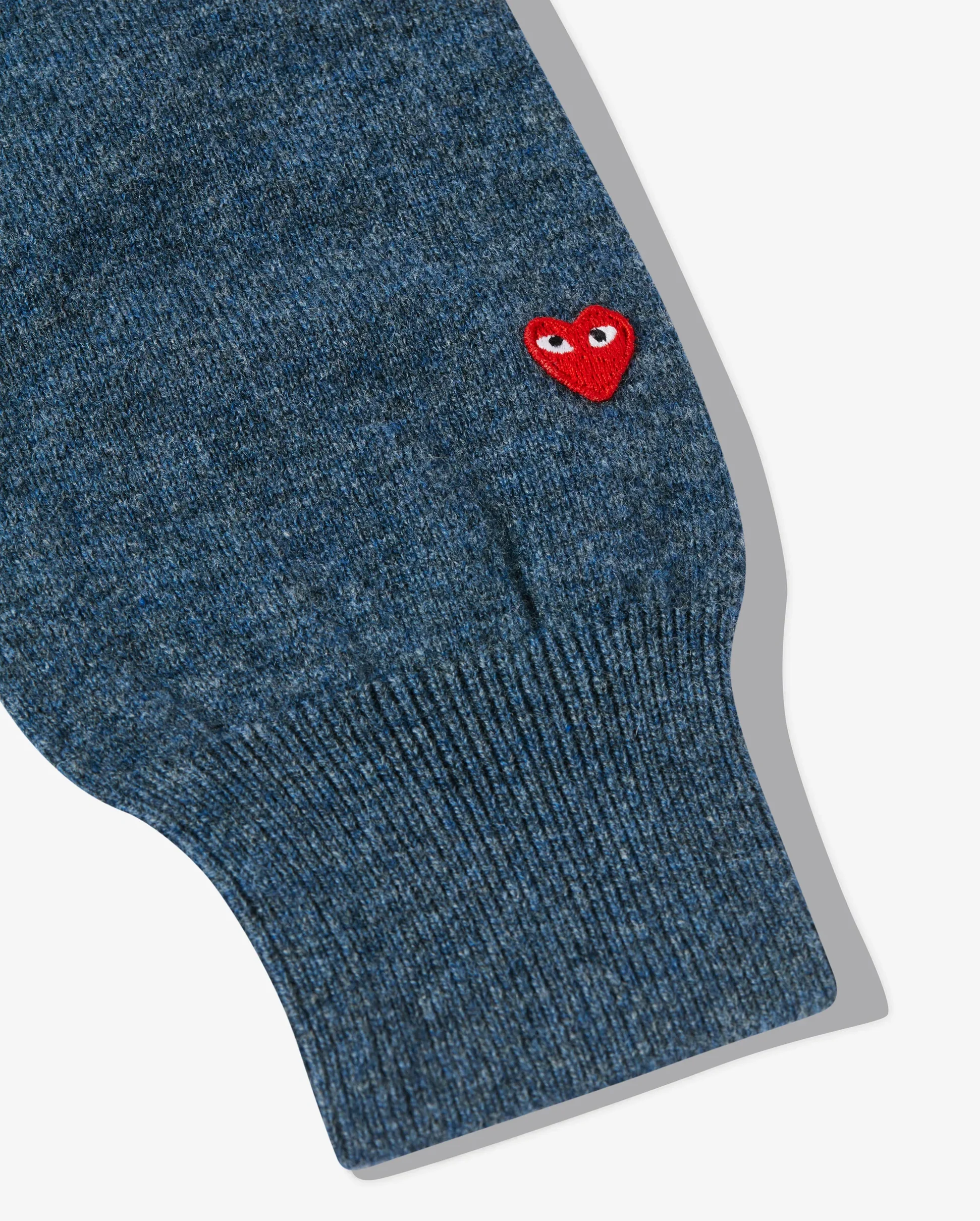 N092 UNISEX SMALL RED HEART CARDIGAN / NAVY - Image 2