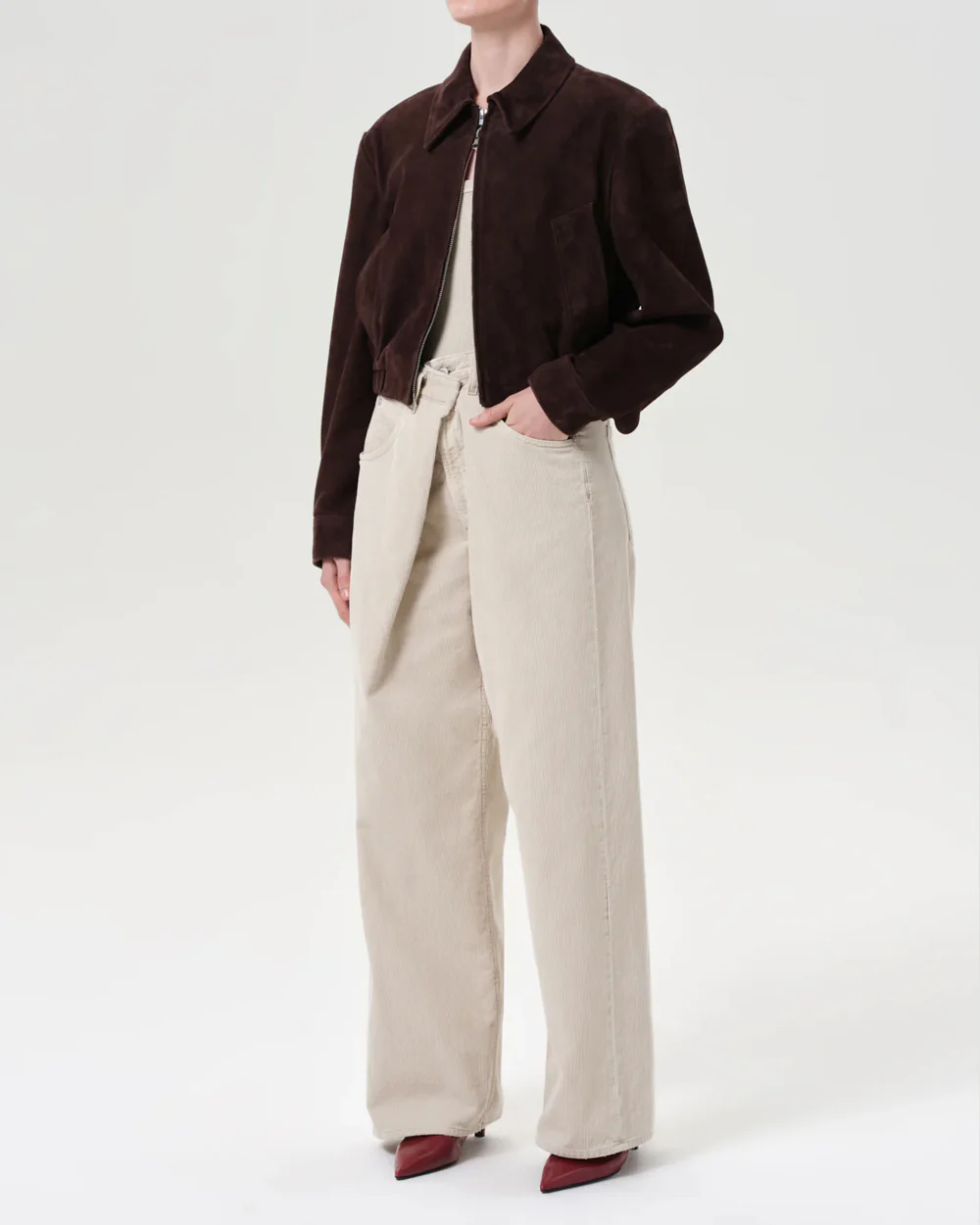 NAHLA CROPPED SUEDE JACKET / ROOT - Image 4