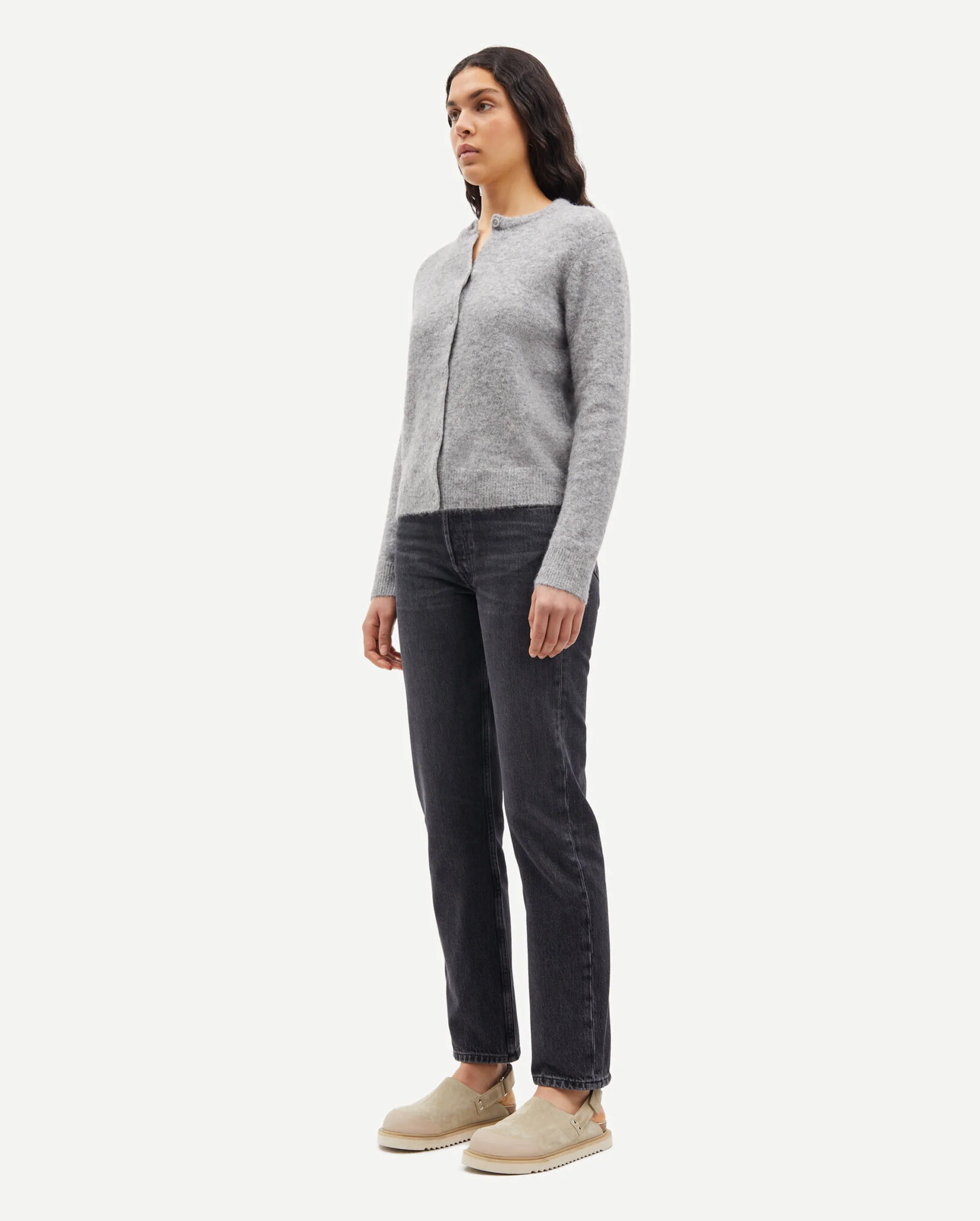 NOR SHORT CARDIGAN 7355 / GREY MEL - Image 3