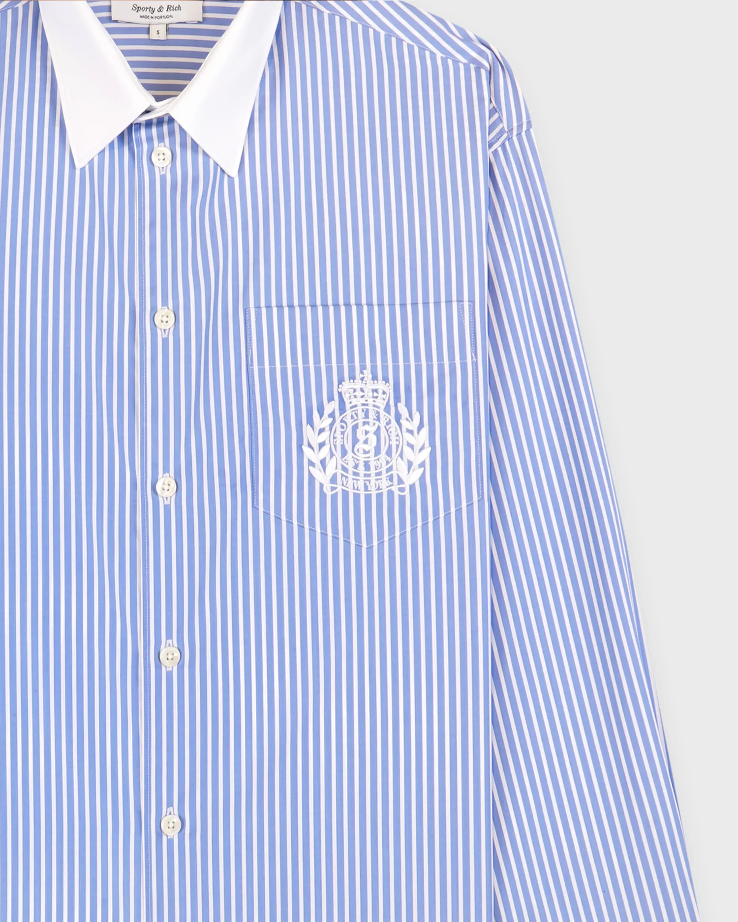 NY CREST OVERSIZED SHIRT / NAVY STRIPE - Image 4