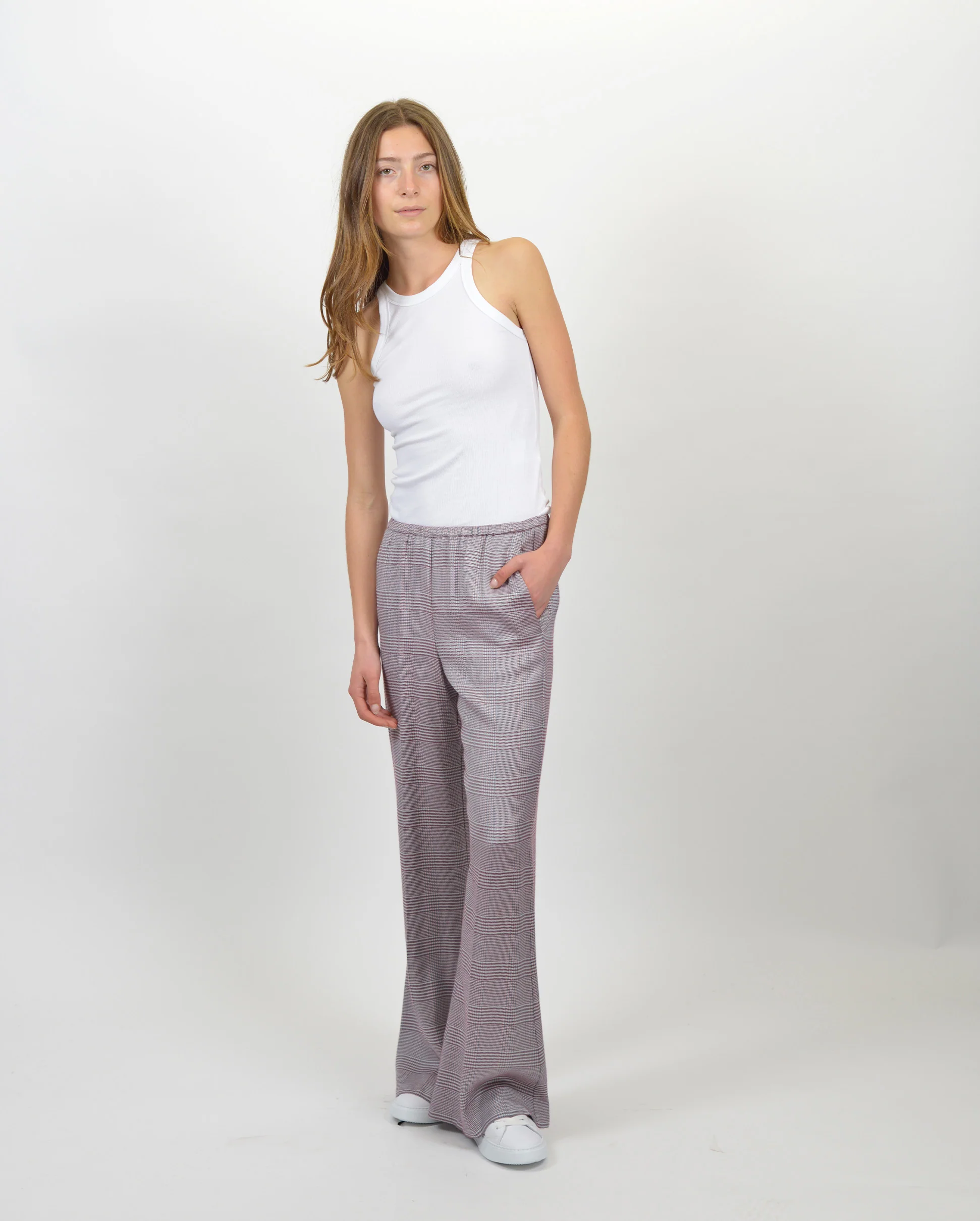 PRINCE OF WALES FLARED PANTS / ROSE - Image 2