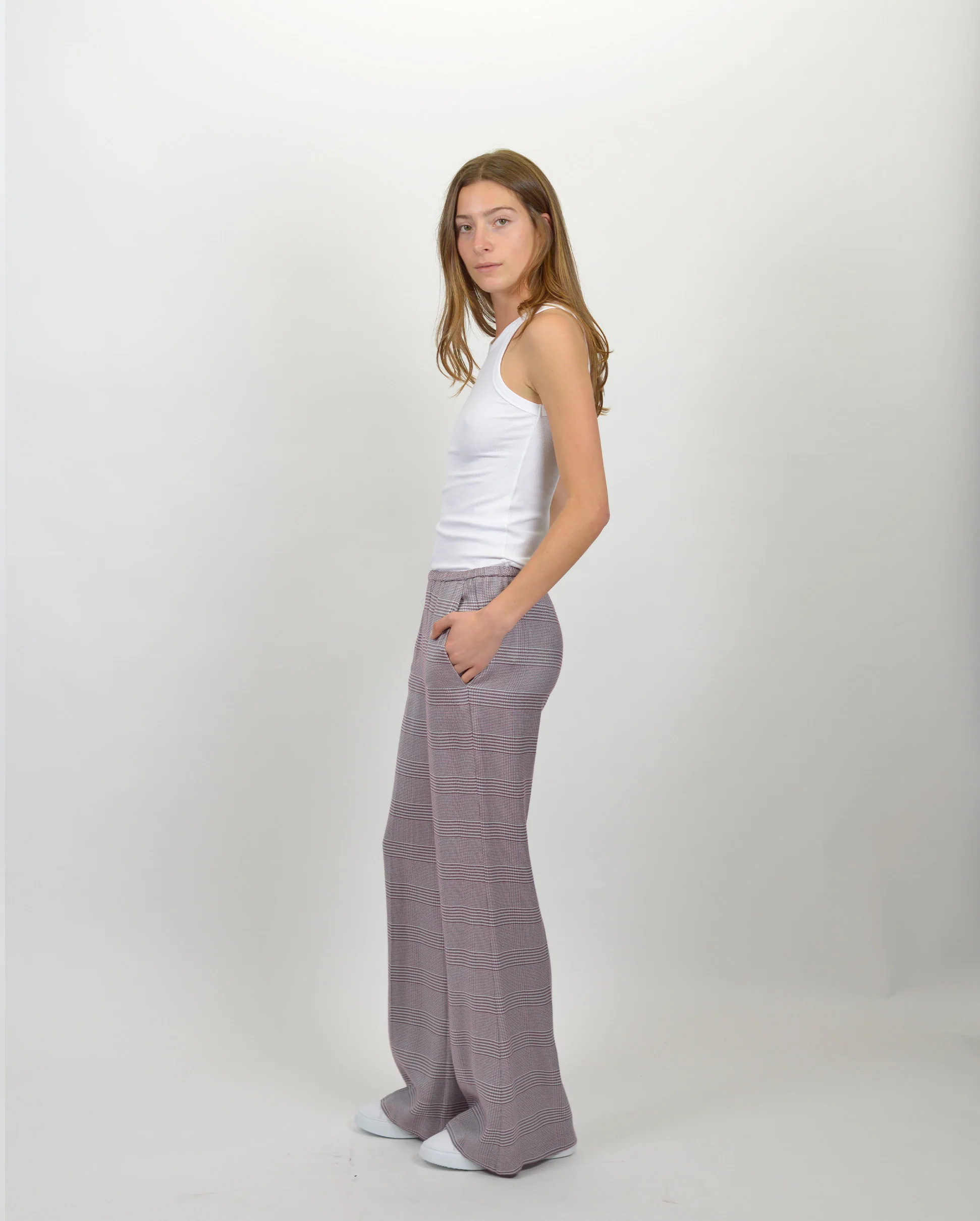 PRINCE OF WALES FLARED PANTS / ROSE - Image 3