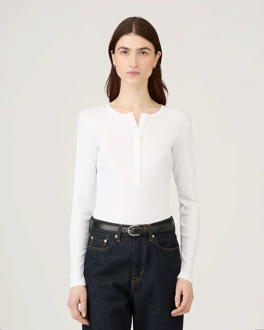 RIB HENLEY / WHITE