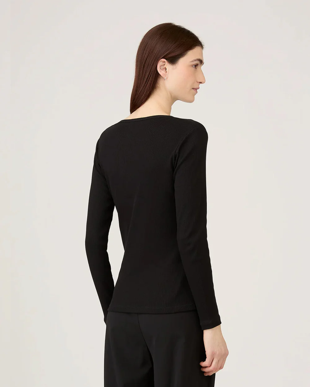 LONG SLEEVE RIBBED T-SHIRT / BLACK - Image 3