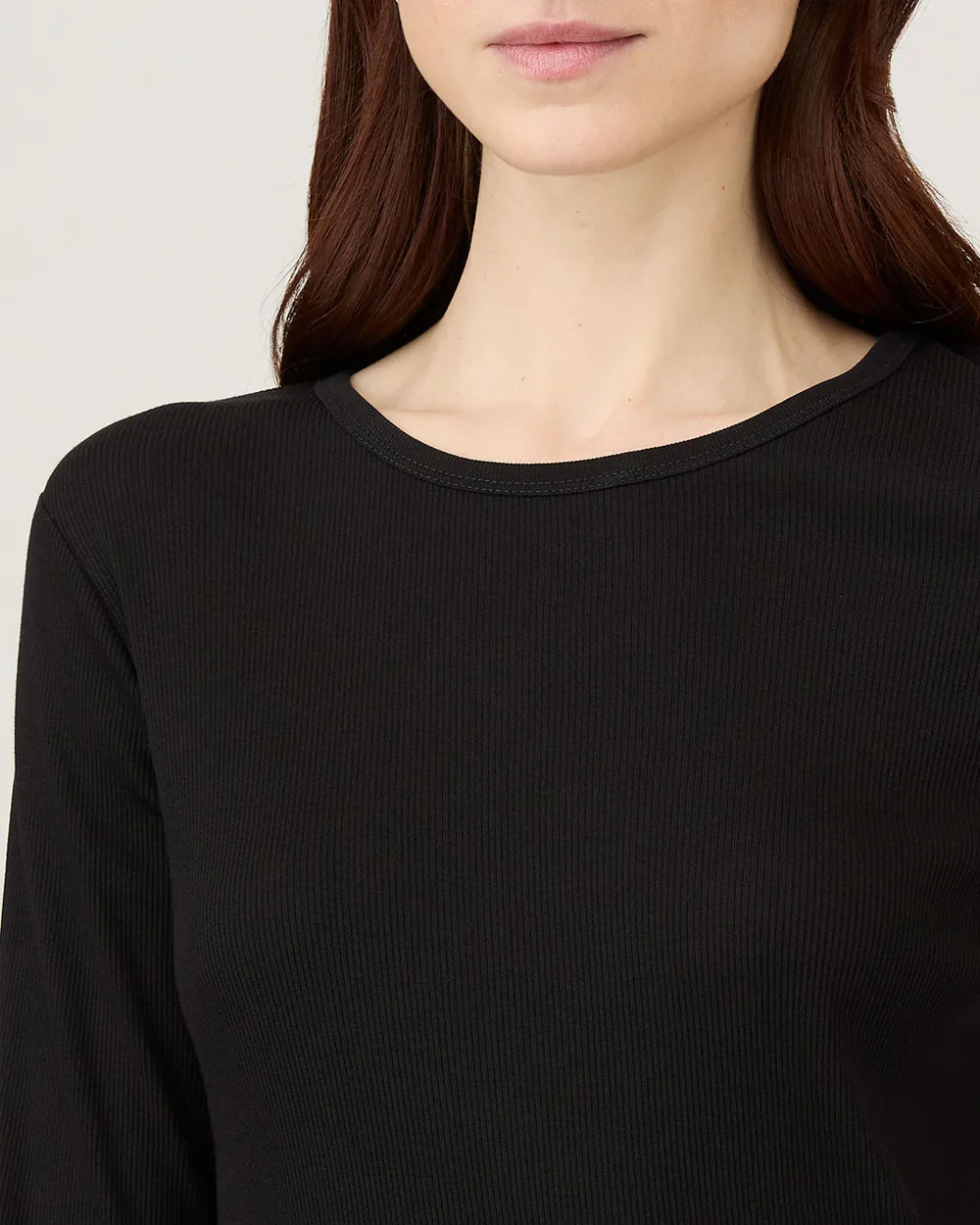 LONG SLEEVE RIBBED T-SHIRT / BLACK - Image 4