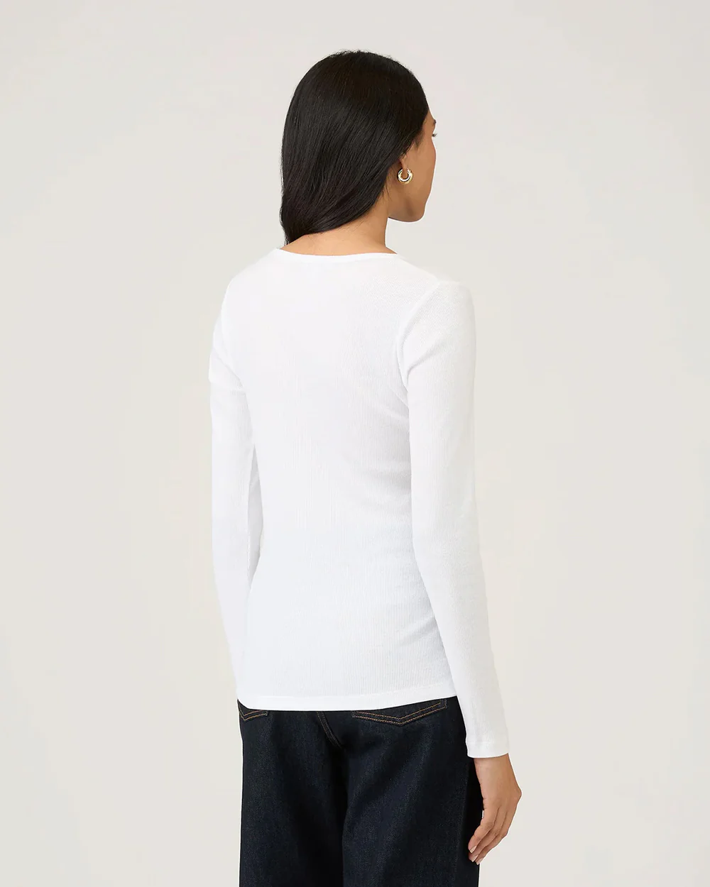 RIB LS T-SHIRT / WHITE - Image 3