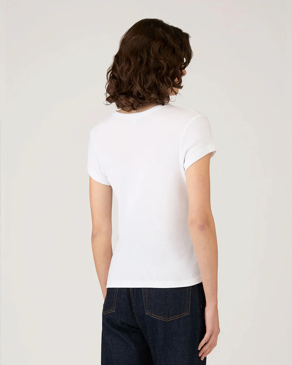 RIBBED T-SHIRT  / WHITE - Image 3