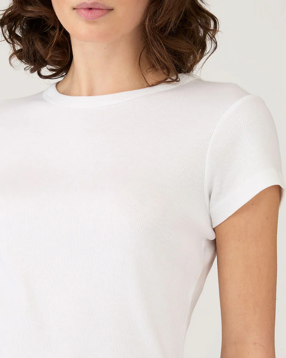 RIBBED T-SHIRT  / WHITE - Image 4