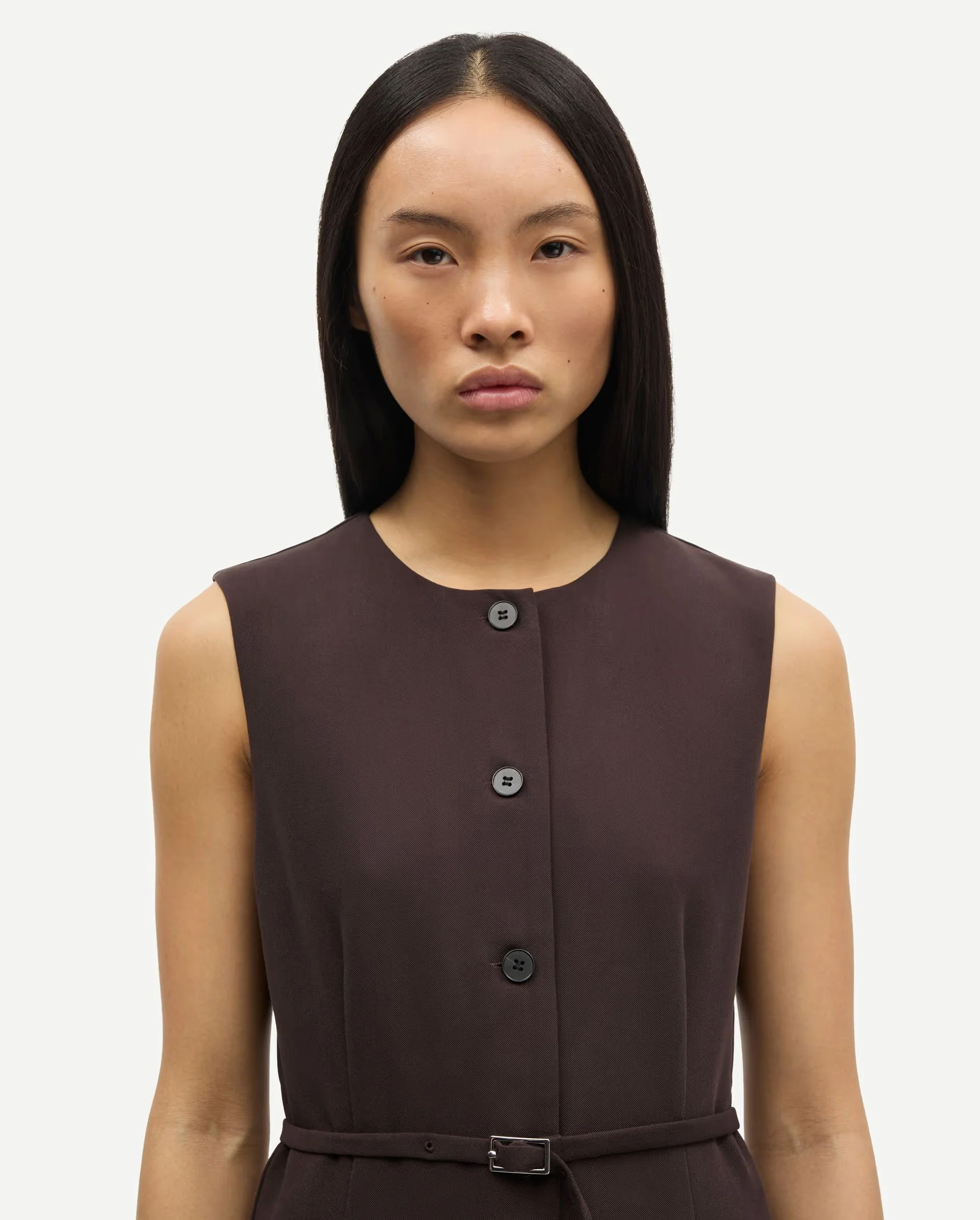 SARUMA SHORT DRESS 15790 / BLACK COFFEE - Image 3
