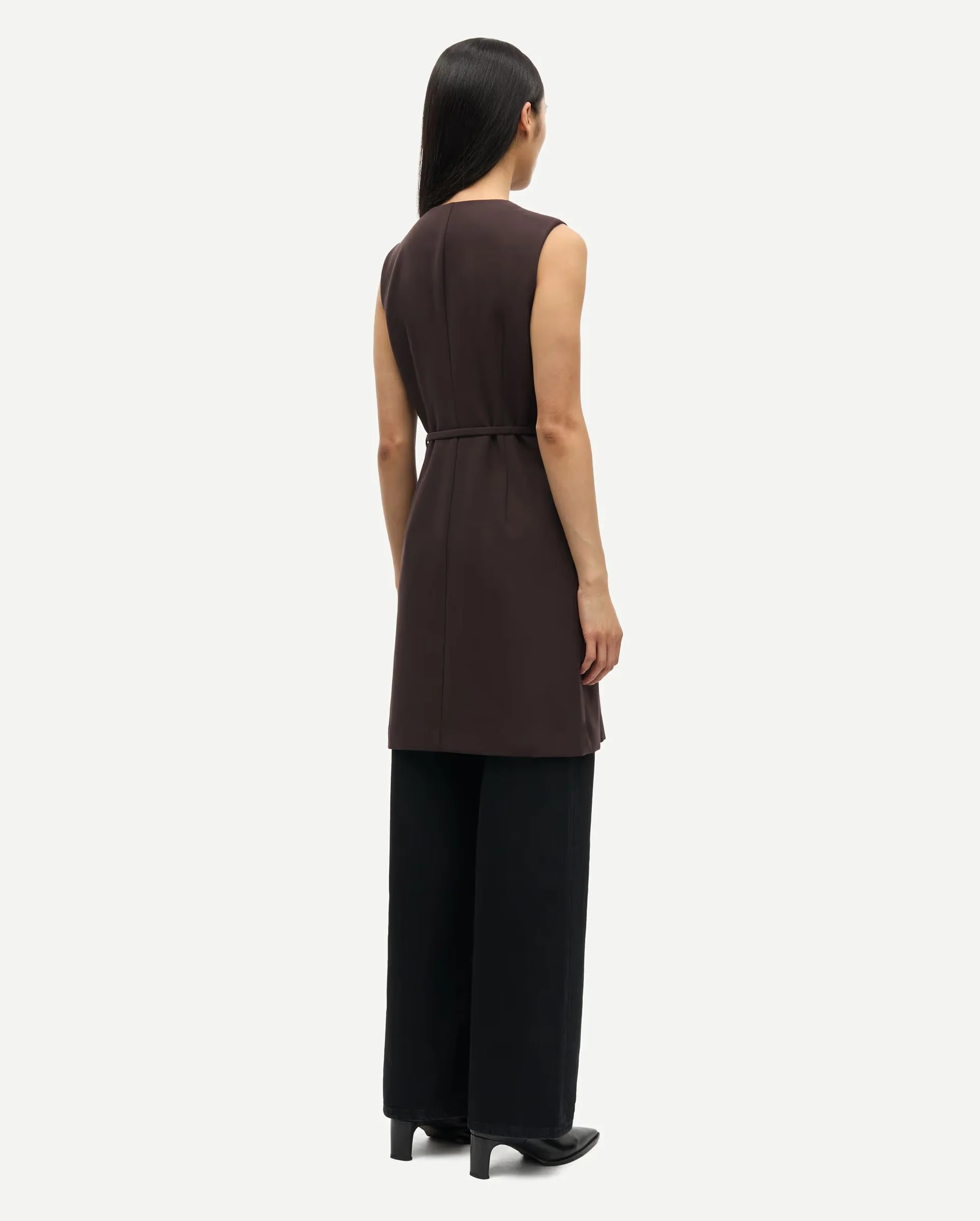 SARUMA SHORT DRESS 15790 / BLACK COFFEE - Image 5