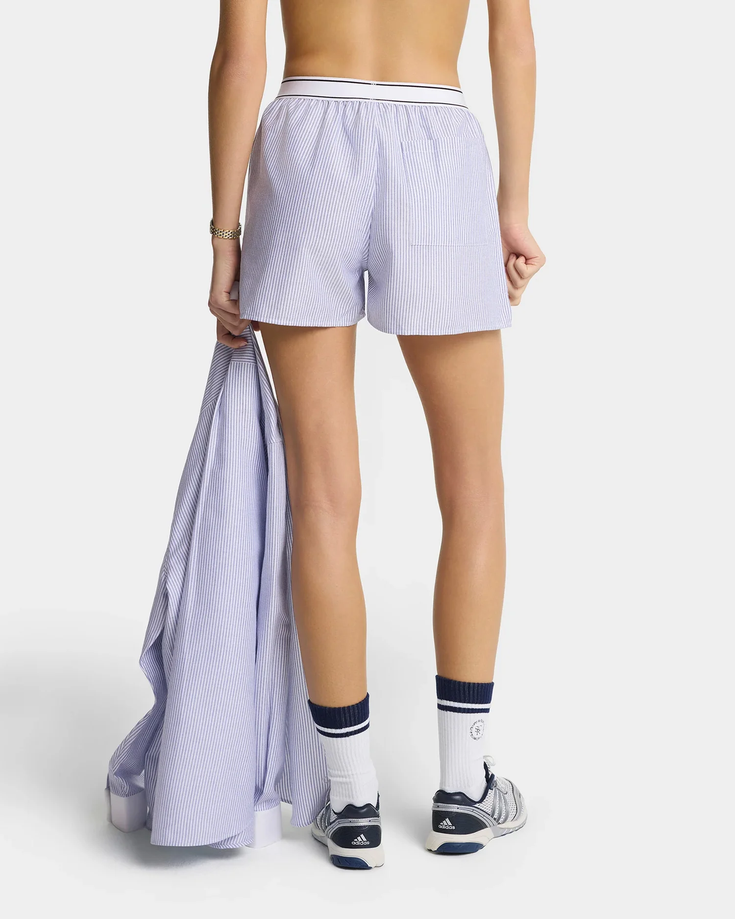 SERIF LOGO OXFORD SHORT / NAVY STRIPE - Image 4