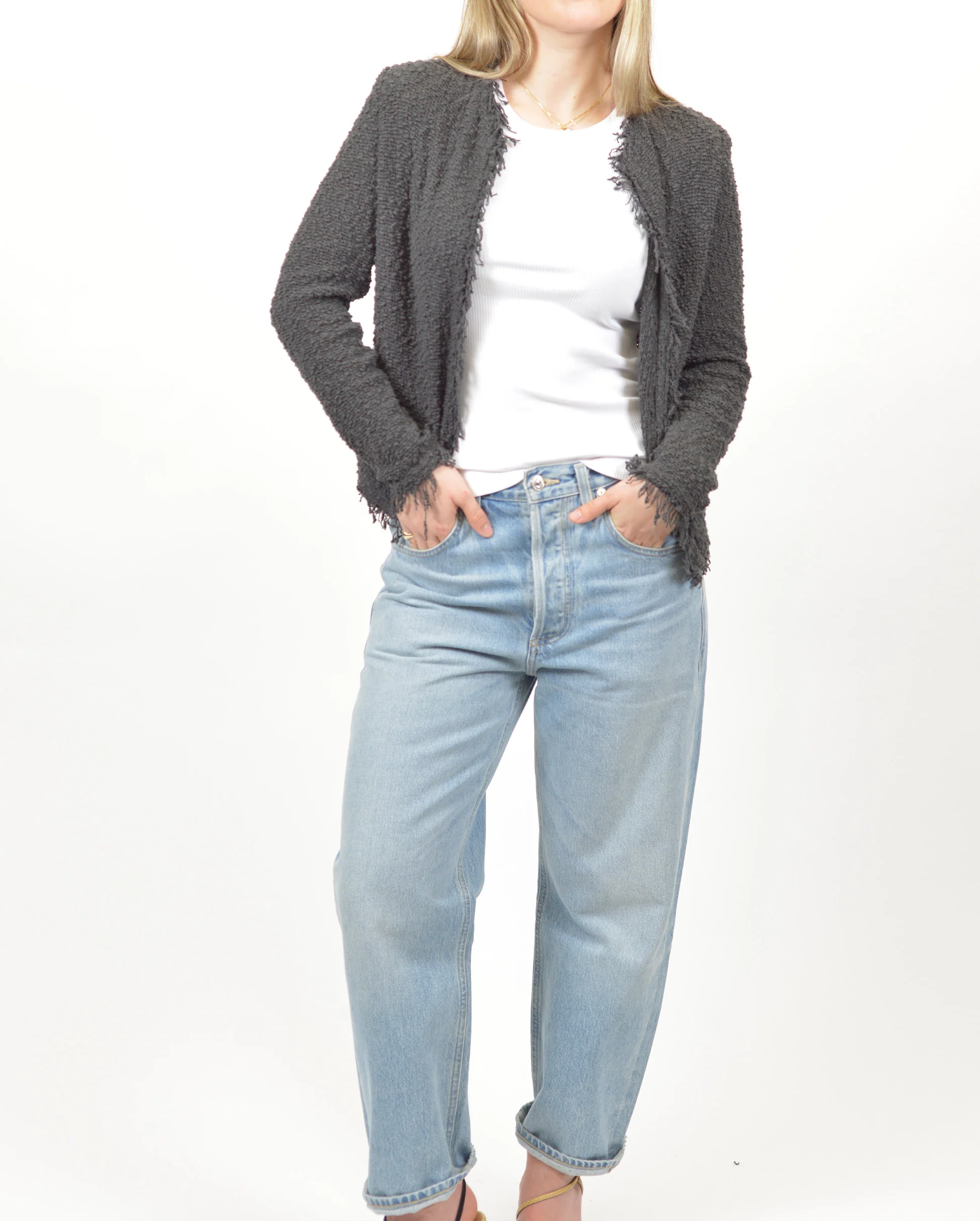 SHAVANI TWEED JACKET / CHARCOAL - Image 2