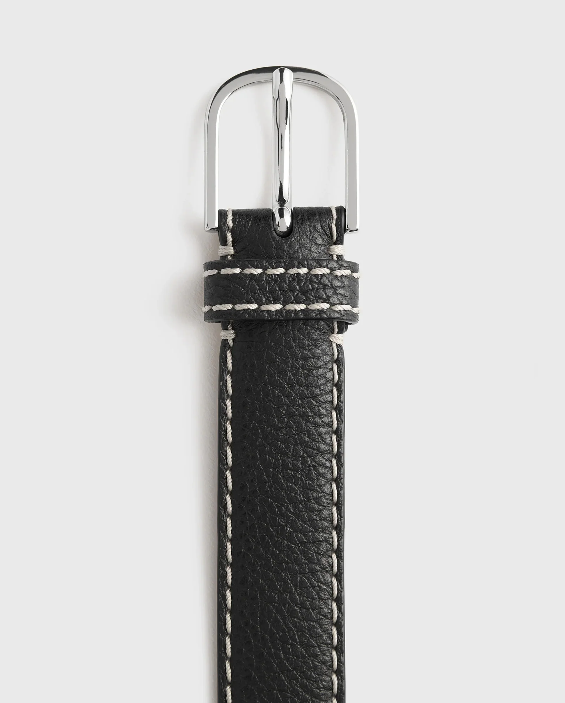 SLIM GRAINED LEATHER TROUSER BELT / BLACK - Image 4